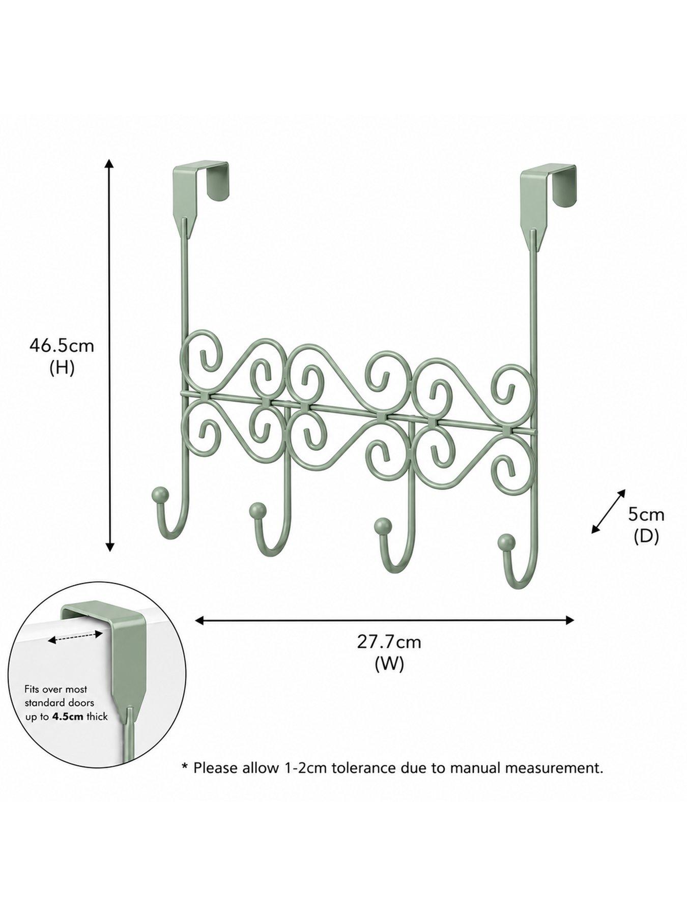 Image 3 of 3 of Showerdrape Showerdrape Swirls Sage Green Over Door Storage Hooks
