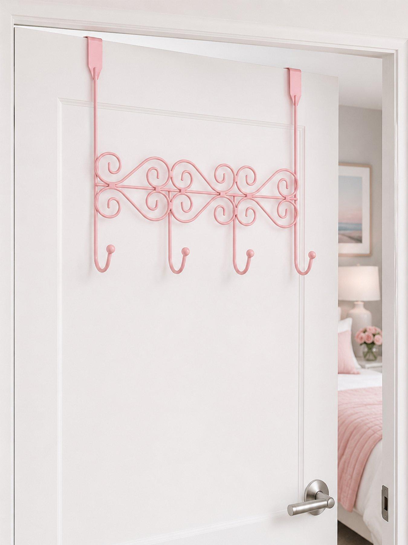Image 1 of 3 of Showerdrape Showerdrape Swirls Pink Over Door Storage Hooks
