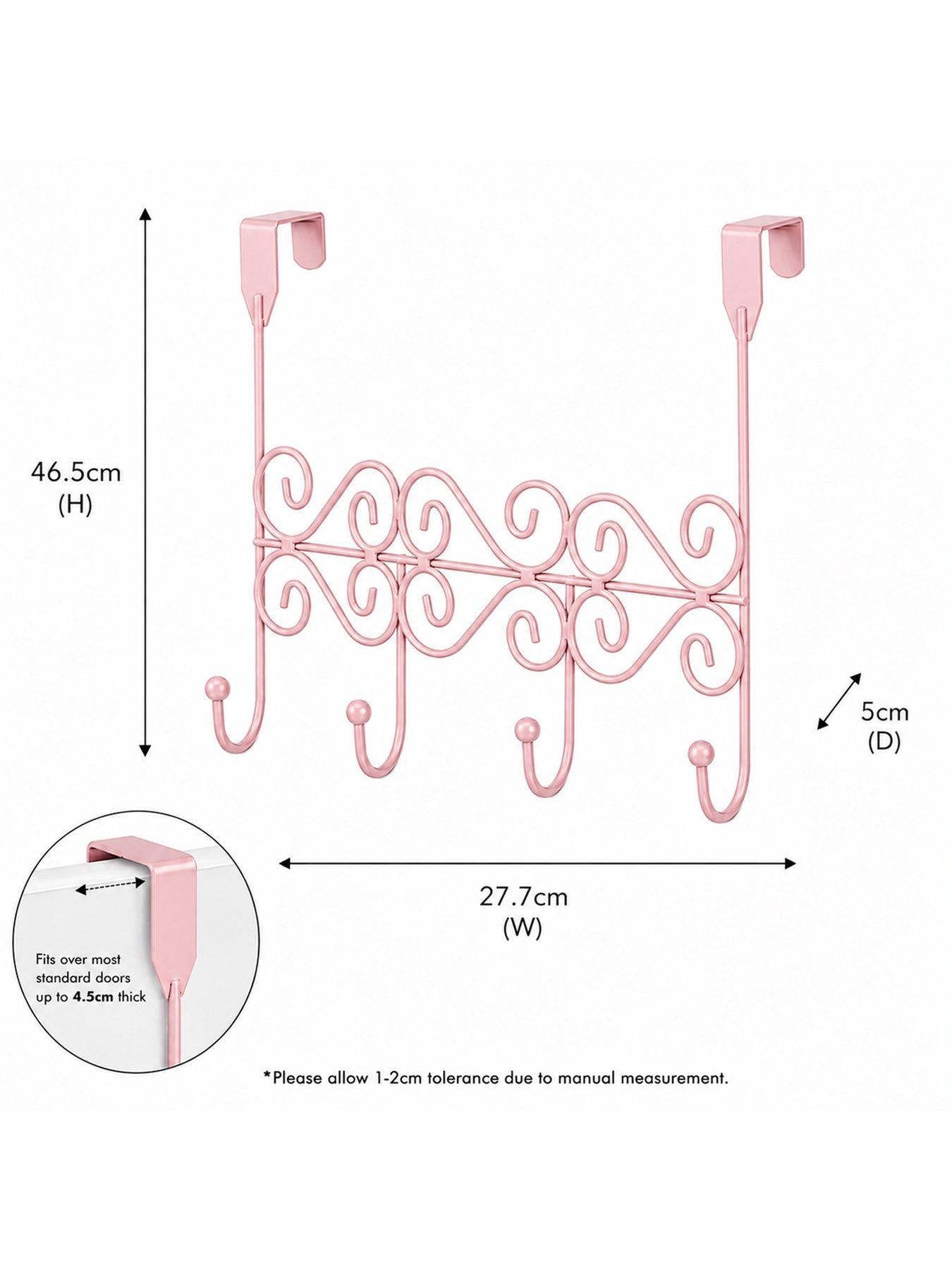 Image 3 of 3 of Showerdrape Showerdrape Swirls Pink Over Door Storage Hooks