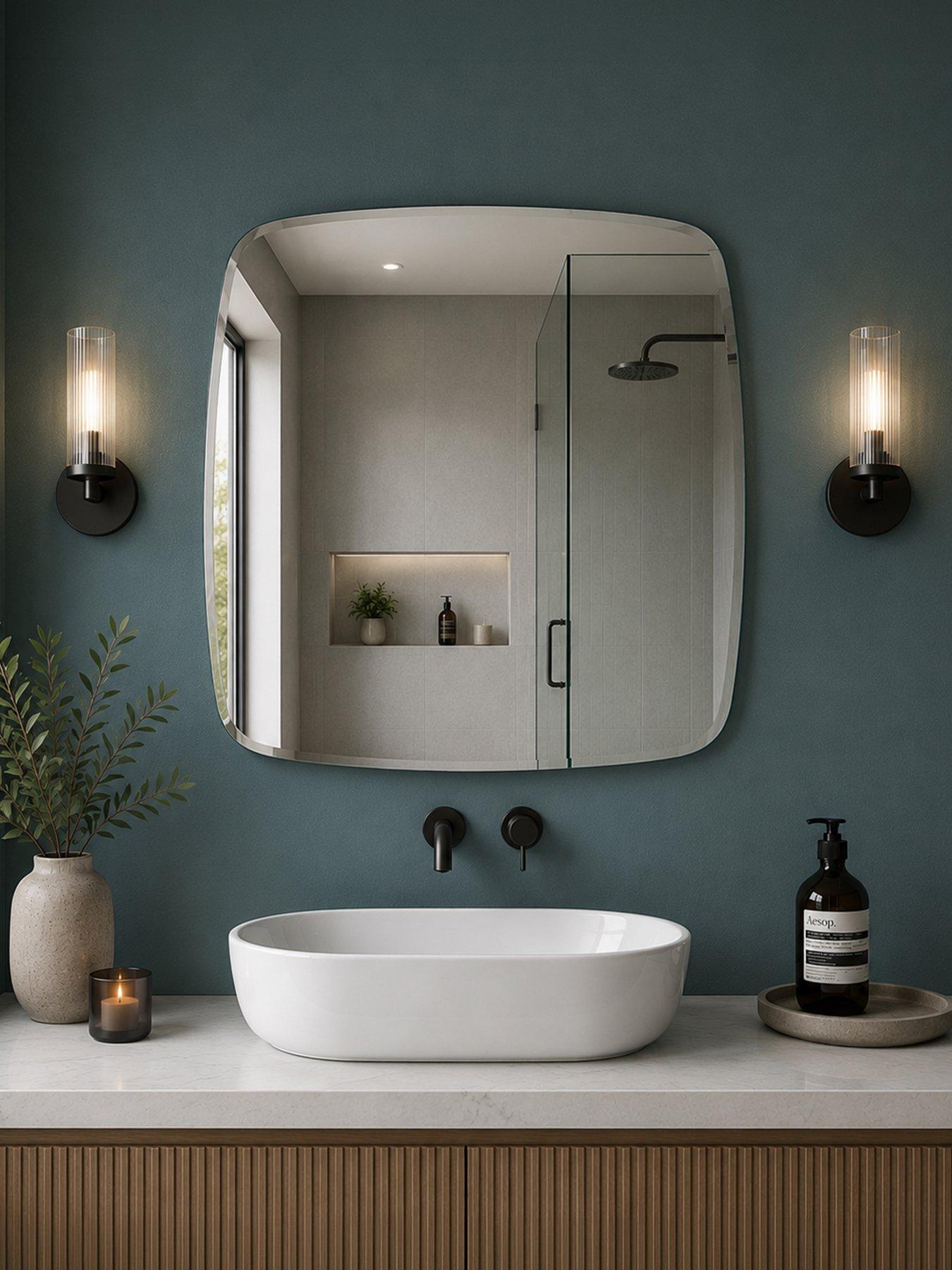 Image 1 of 4 of Showerdrape Showerdrape Harrow Squircle Soft Square Bevelled Edge Mirror 45x45cm