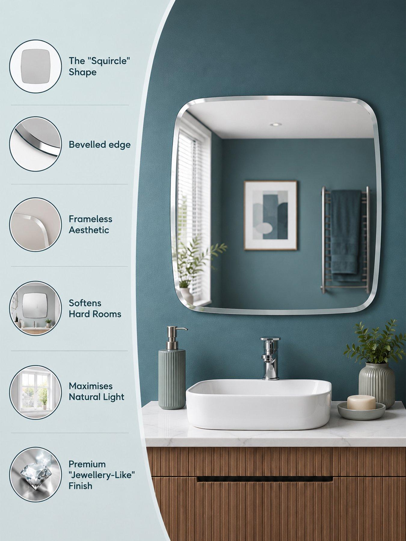 Image 3 of 4 of Showerdrape Showerdrape Harrow Squircle Soft Square Bevelled Edge Mirror 45x45cm