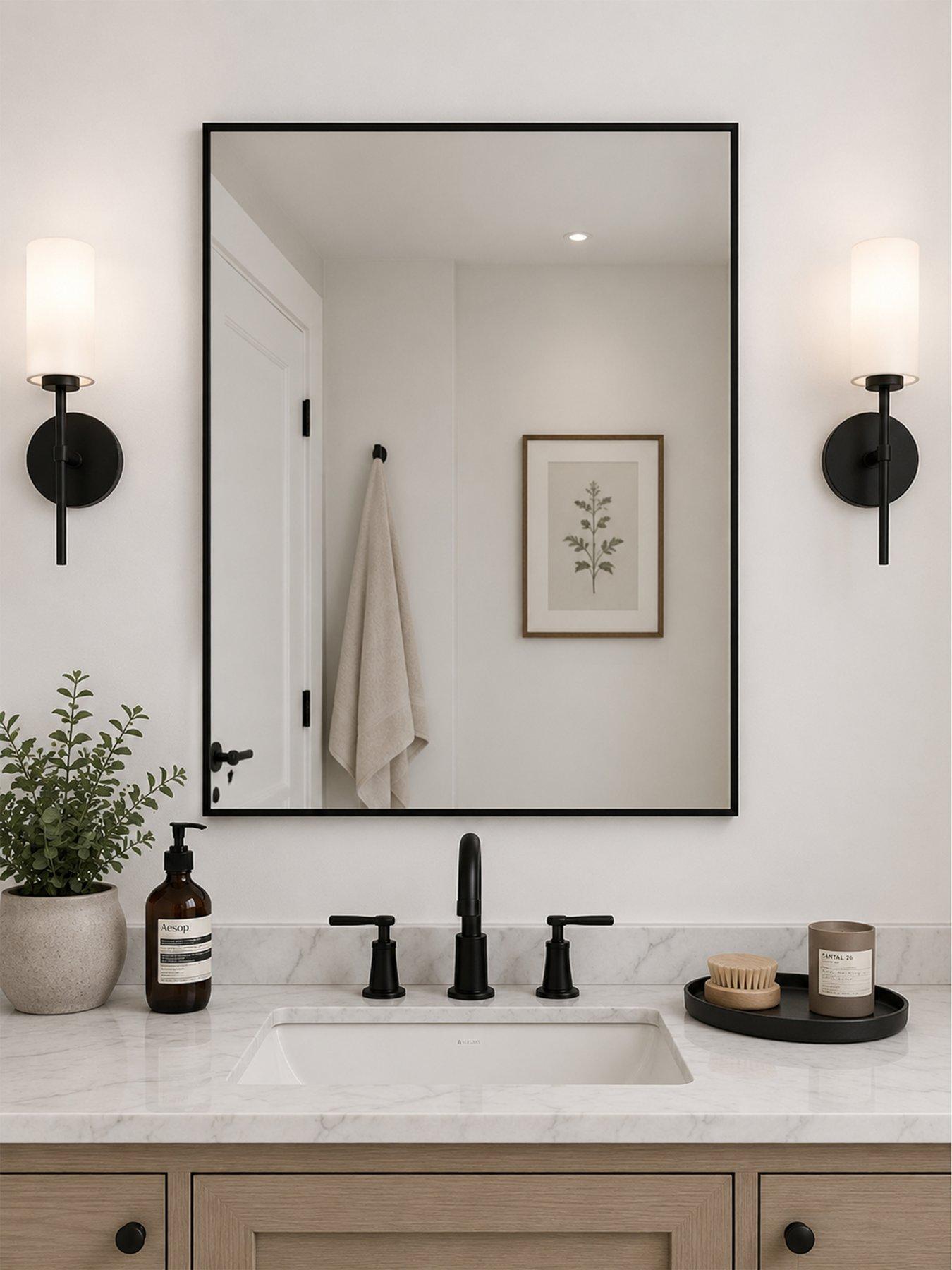 Image 1 of 4 of Showerdrape Showerdrape Bayswarer Brushed Black Framed Rectangular Mirror 60x45cm