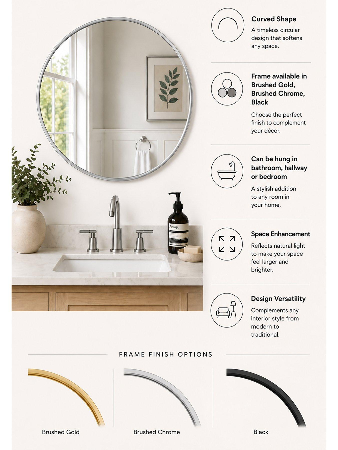 Image 3 of 4 of Showerdrape Showerdrape Woolwich Brushed Chrome Framed Round Mirror 45x45cm