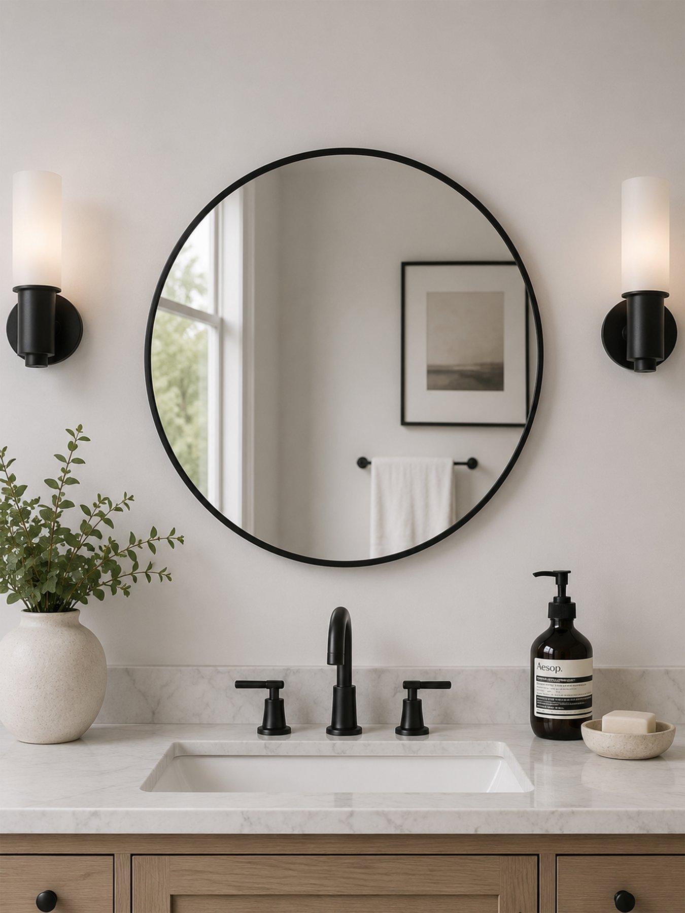 Image 1 of 4 of Showerdrape Showerdrape Woolwich Brushed Black Framed Round Mirror 45x45cm