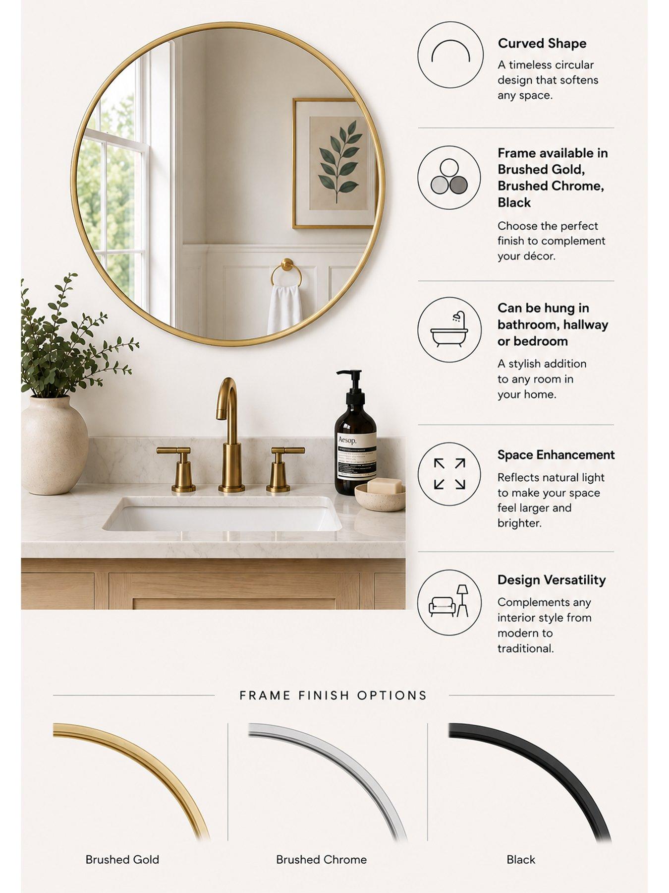 Image 3 of 4 of Showerdrape Showerdrape Woolwich Brushed Gold Framed Round Mirror 45x45cm