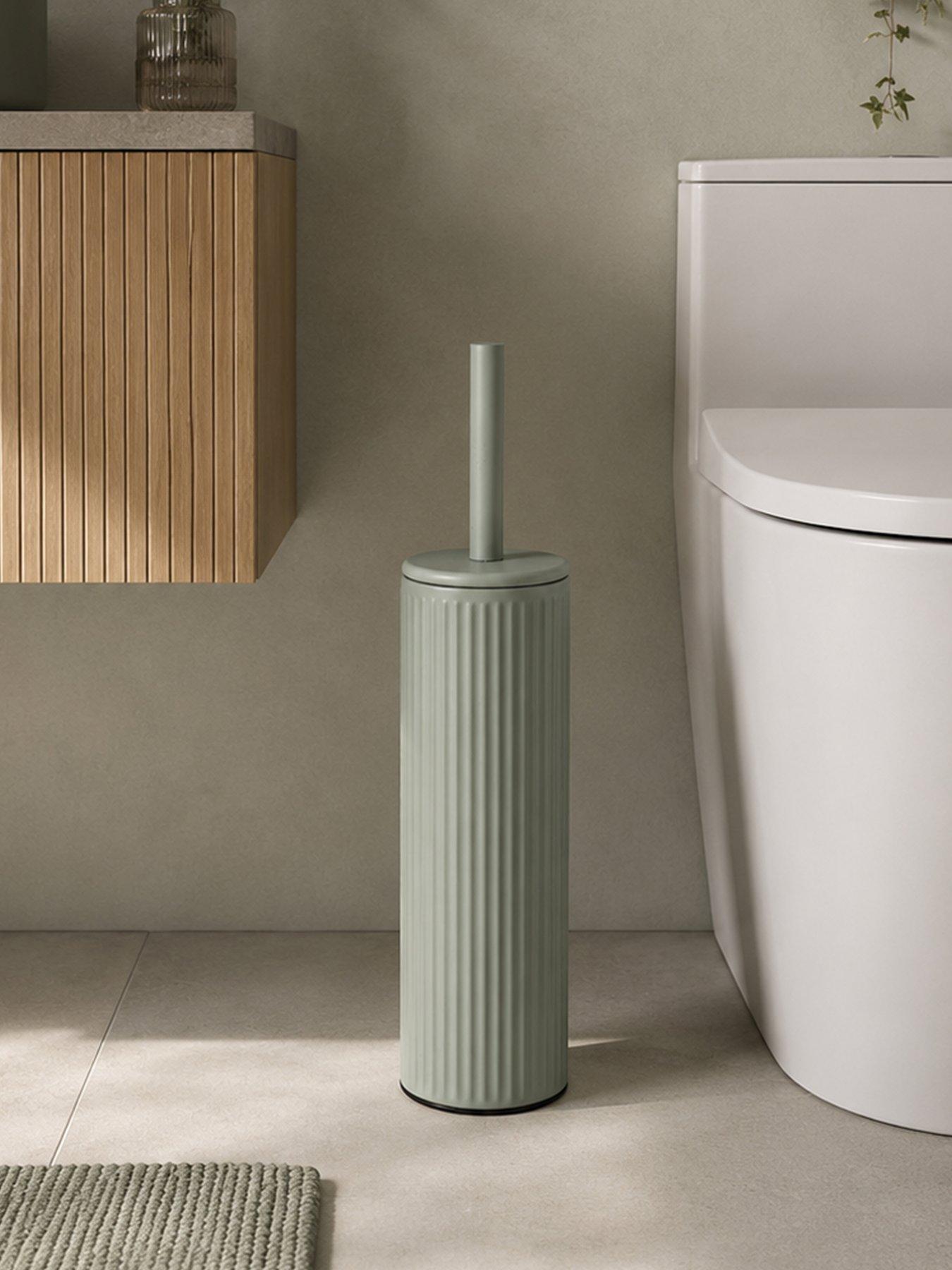Showerdrape Showerdrape Alpini Sage Green Round Ribbed Fully Lined Toilet Brush & Holder