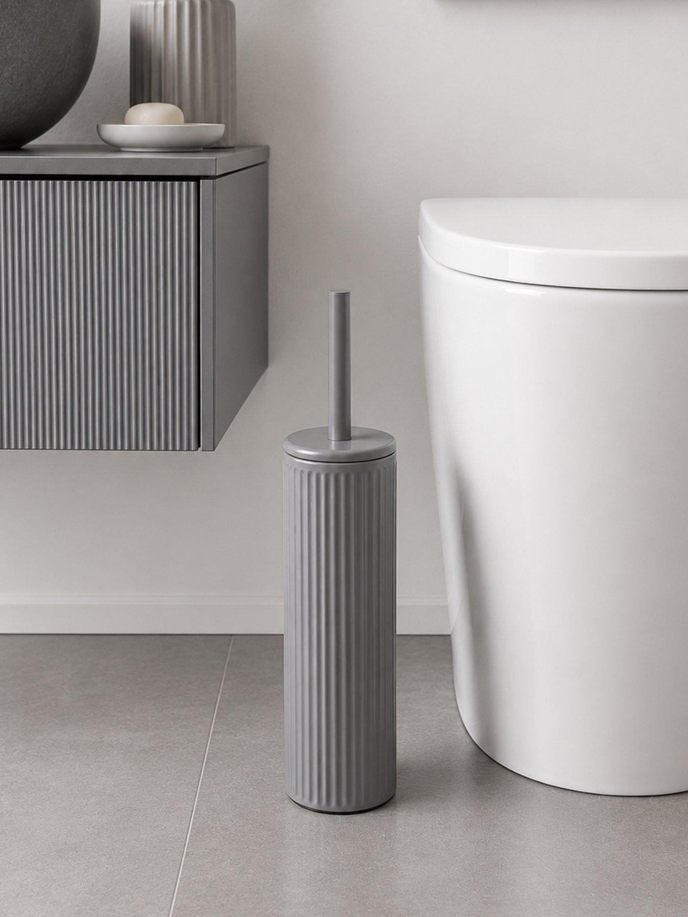 Showerdrape Showerdrape Alpini Grey Round Ribbed Fully Lined Toilet Brush & Holder