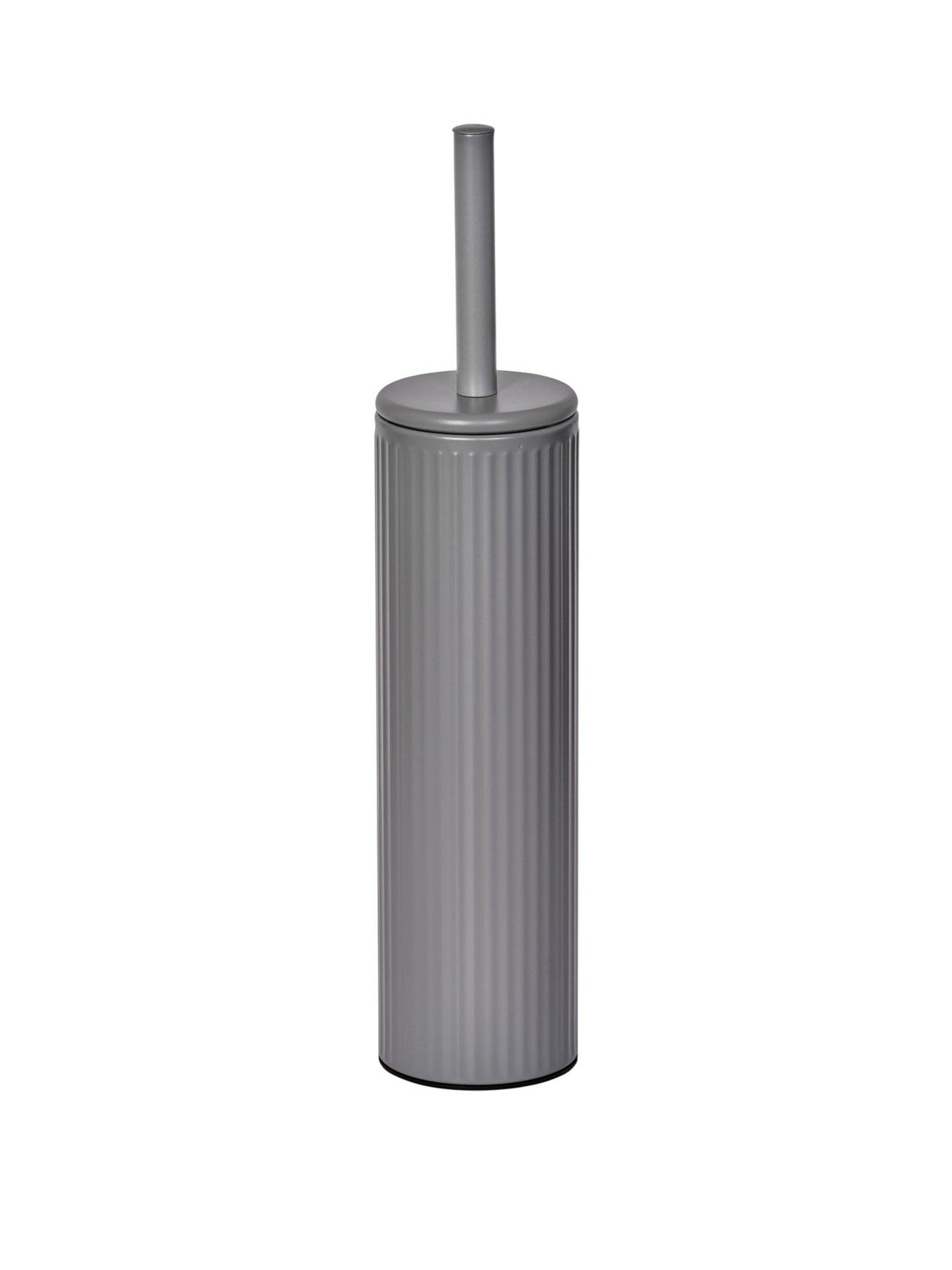Image 2 of 3 of Showerdrape Showerdrape Alpini Grey Round Ribbed Fully Lined Toilet Brush & Holder