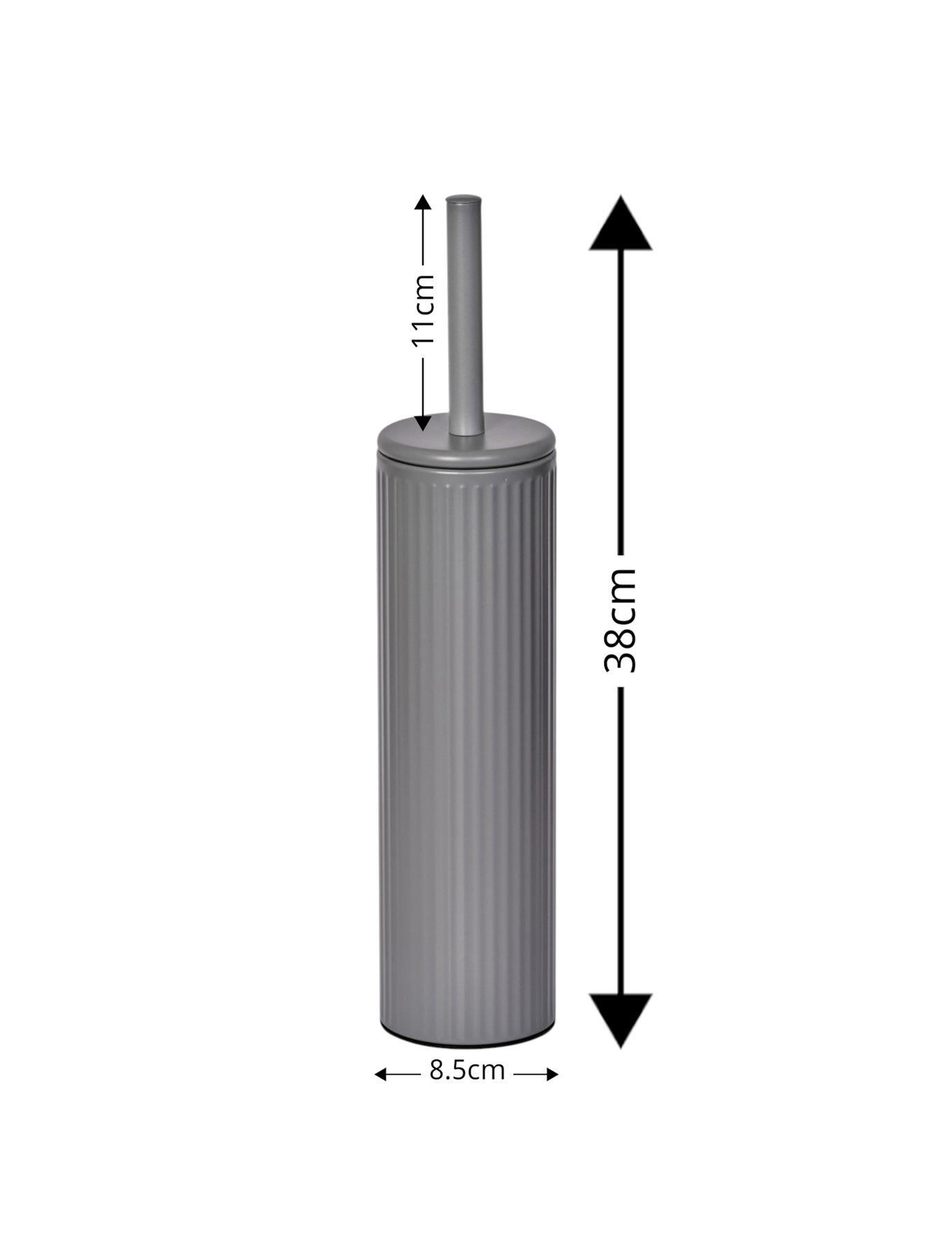 Image 3 of 3 of Showerdrape Showerdrape Alpini Grey Round Ribbed Fully Lined Toilet Brush & Holder