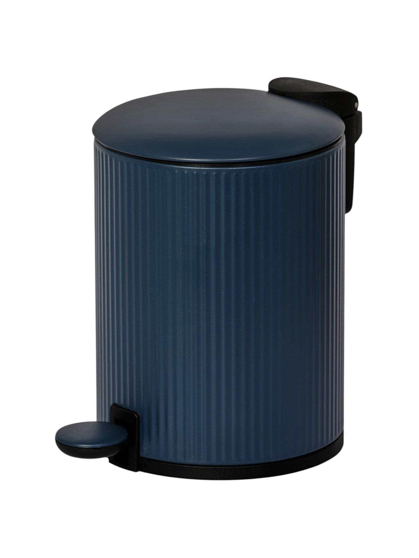 Image 2 of 3 of Showerdrape Showerdrape Alpini Dark Blue Round Ribbed 3l Soft Close Pedal Bin