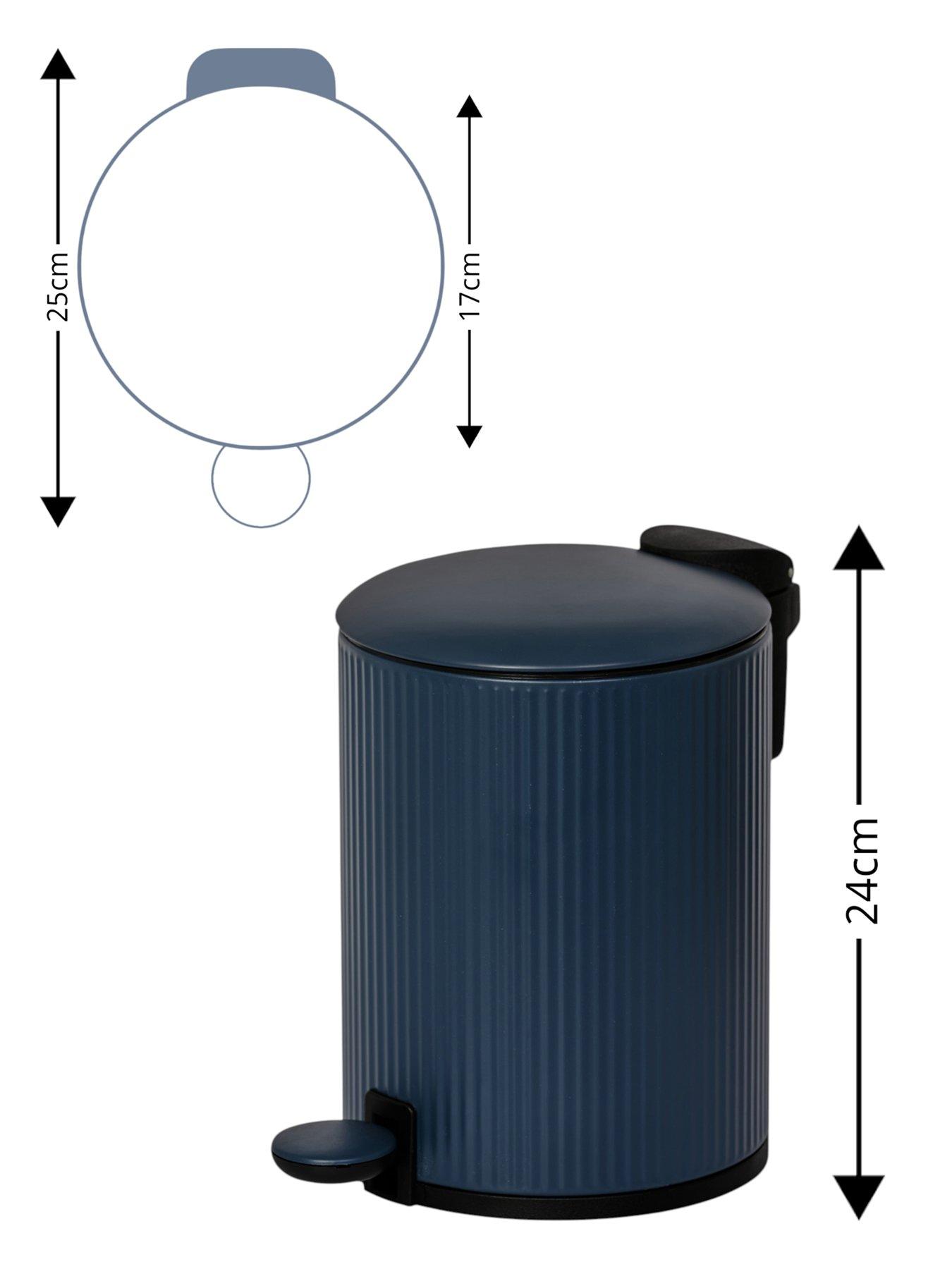 Image 3 of 3 of Showerdrape Showerdrape Alpini Dark Blue Round Ribbed 3l Soft Close Pedal Bin