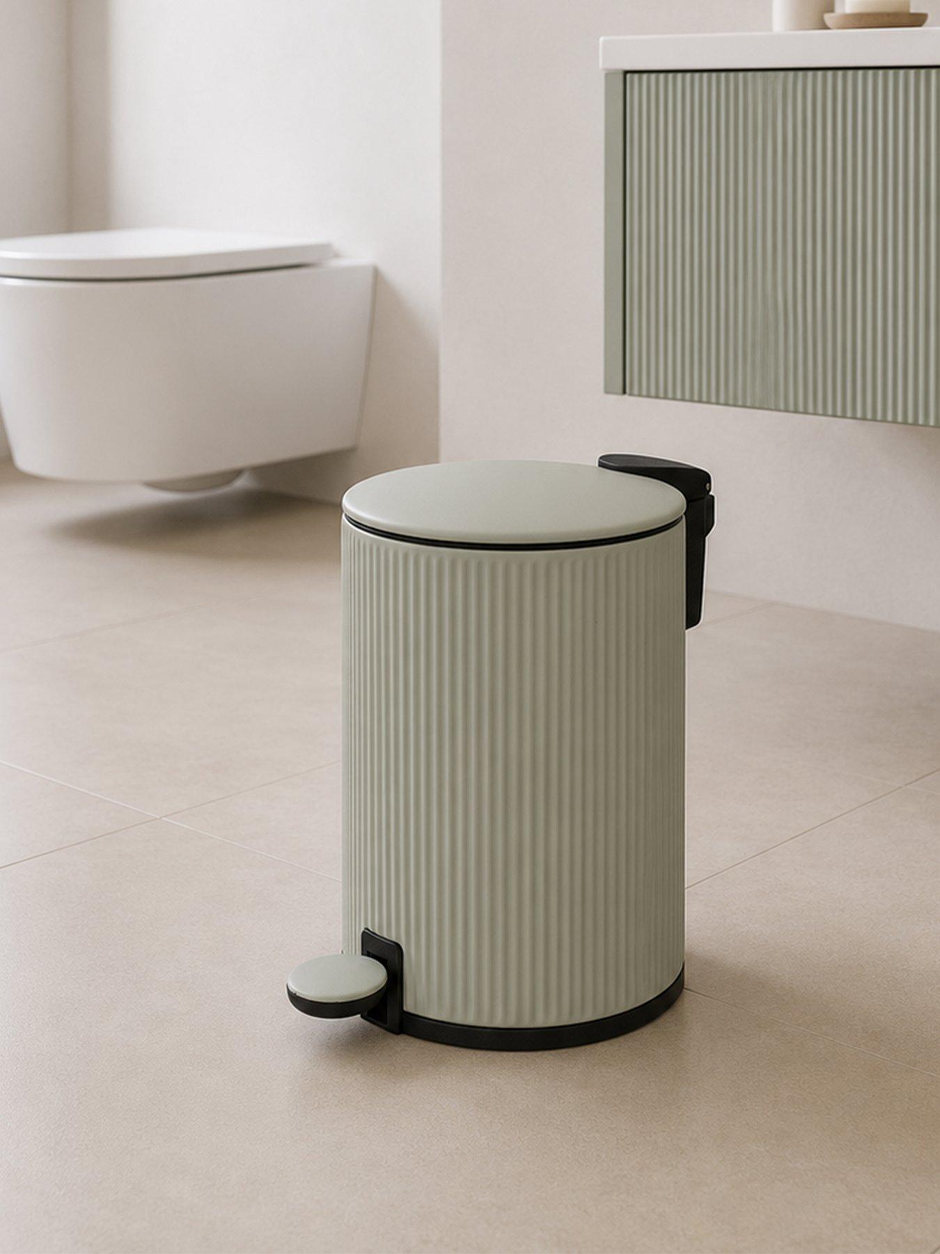 Showerdrape Showerdrape Alpini Sage Green Round Ribbed 3l Soft Close Pedal Bin