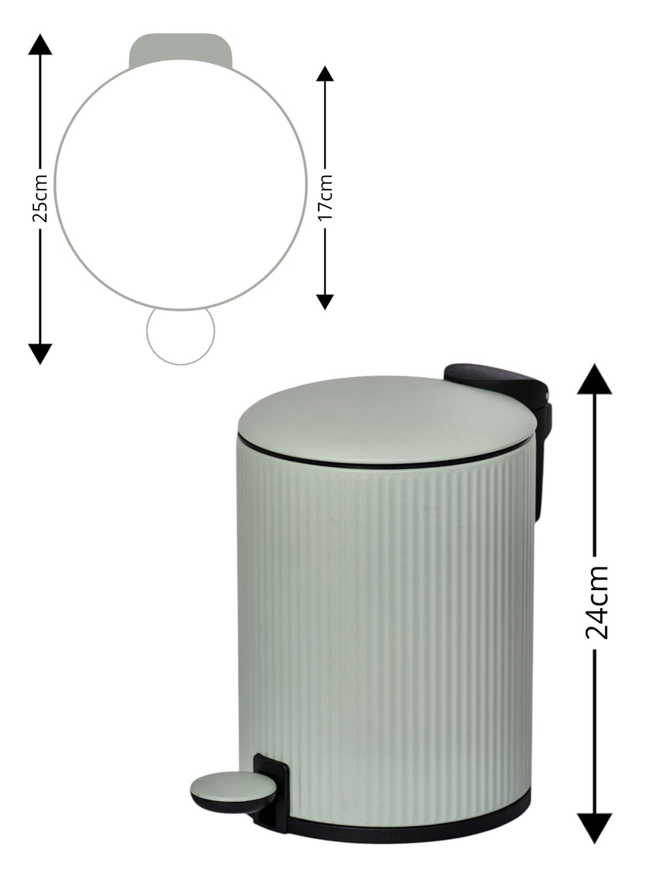 Image 3 of 3 of Showerdrape Showerdrape Alpini Sage Green Round Ribbed 3l Soft Close Pedal Bin