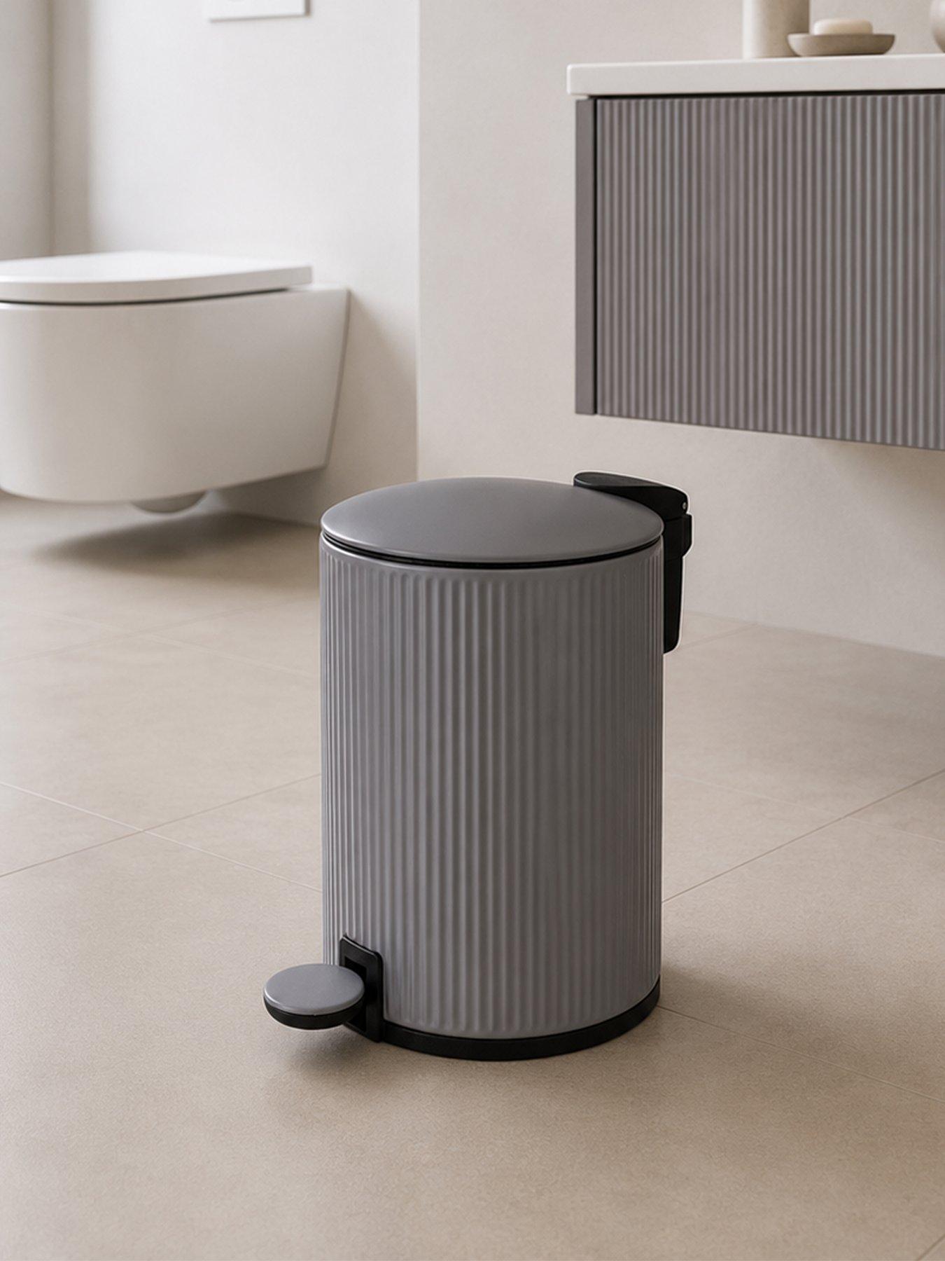 Image 1 of 3 of Showerdrape Showerdrape Alpini Grey Round Ribbed 3l Soft Close Pedal Bin