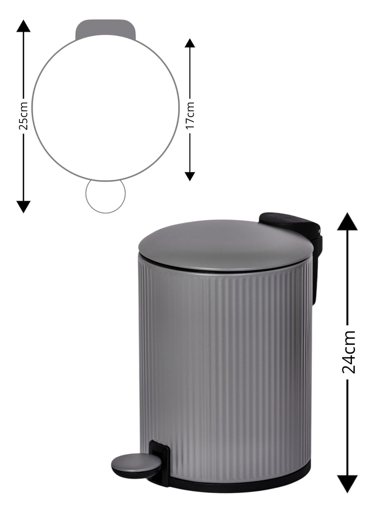 Image 3 of 3 of Showerdrape Showerdrape Alpini Grey Round Ribbed 3l Soft Close Pedal Bin