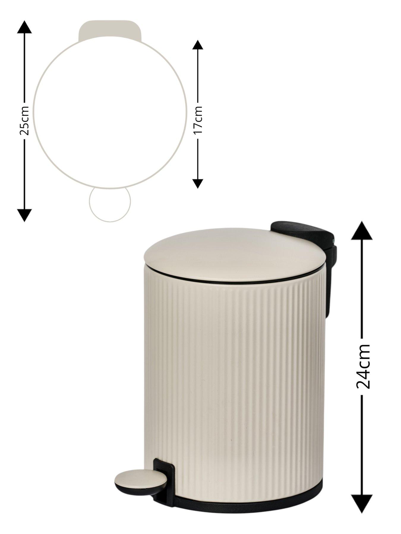 Image 3 of 3 of Showerdrape Showerdrape Alpini Beige Round Ribbed 3l Soft Close Pedal Bin
