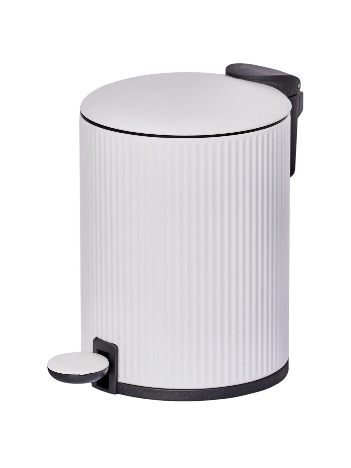 Image 2 of 3 of Showerdrape Showerdrape Alpini White Round Ribbed 3l Soft Close Pedal Bin