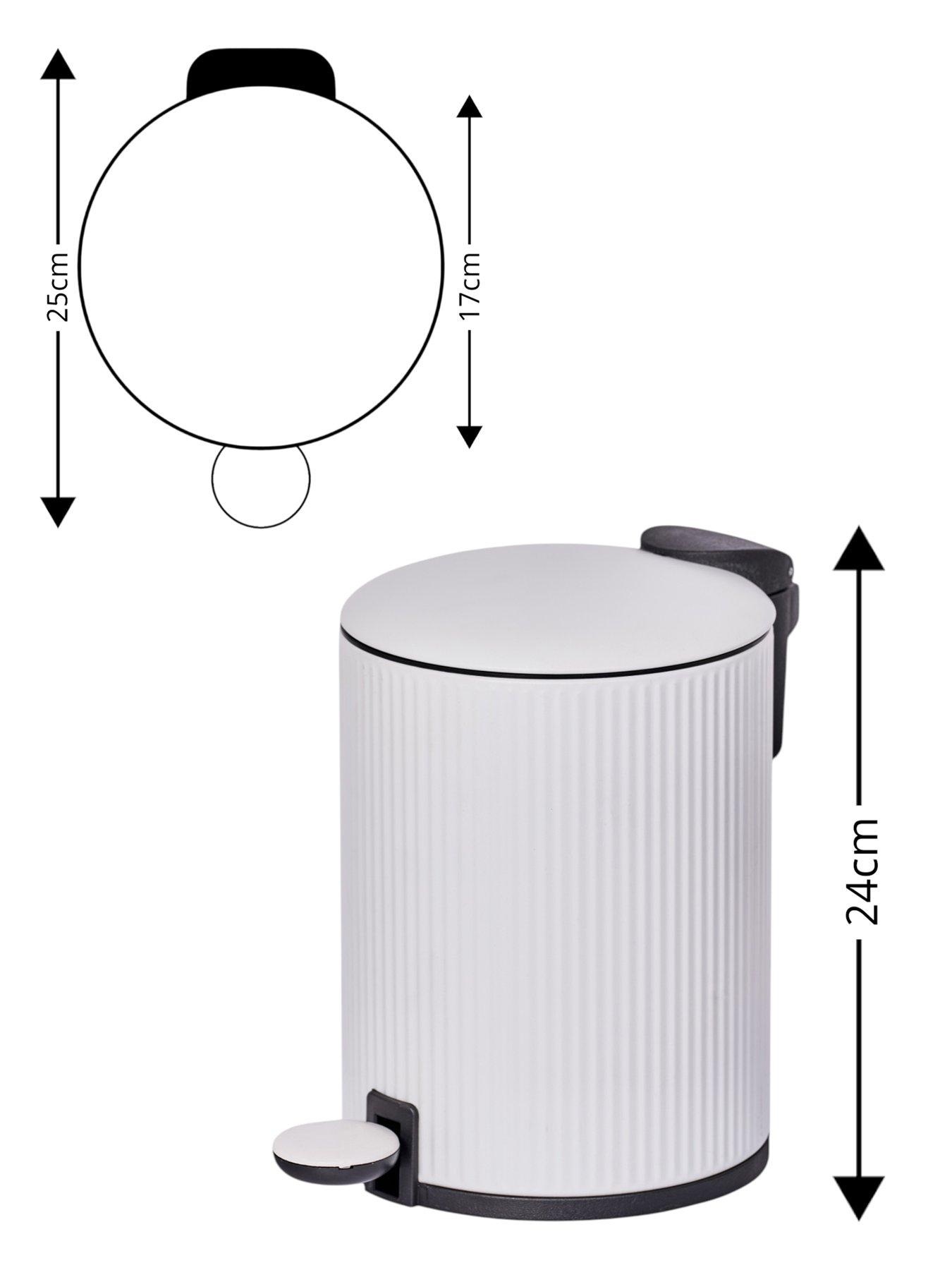 Image 3 of 3 of Showerdrape Showerdrape Alpini White Round Ribbed 3l Soft Close Pedal Bin