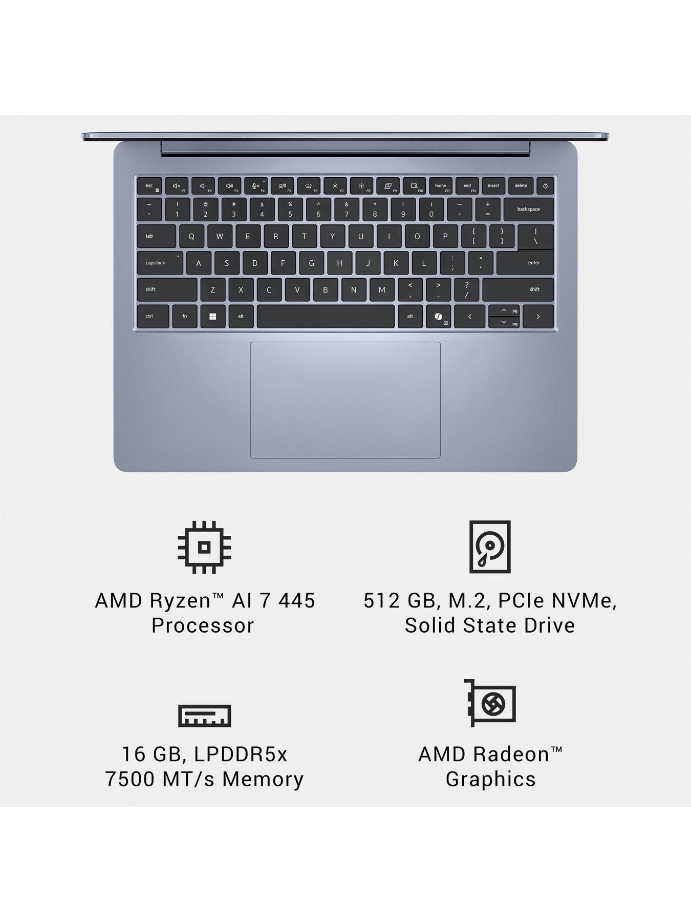 Image 6 of 7 of Dell 14S Laptop DS14265 - Copilot+ PC - AMD Ryzen AI 7, 16GB RAM, 512GB SSD, 14in FHD+, Blue - No Power Adaptor Included