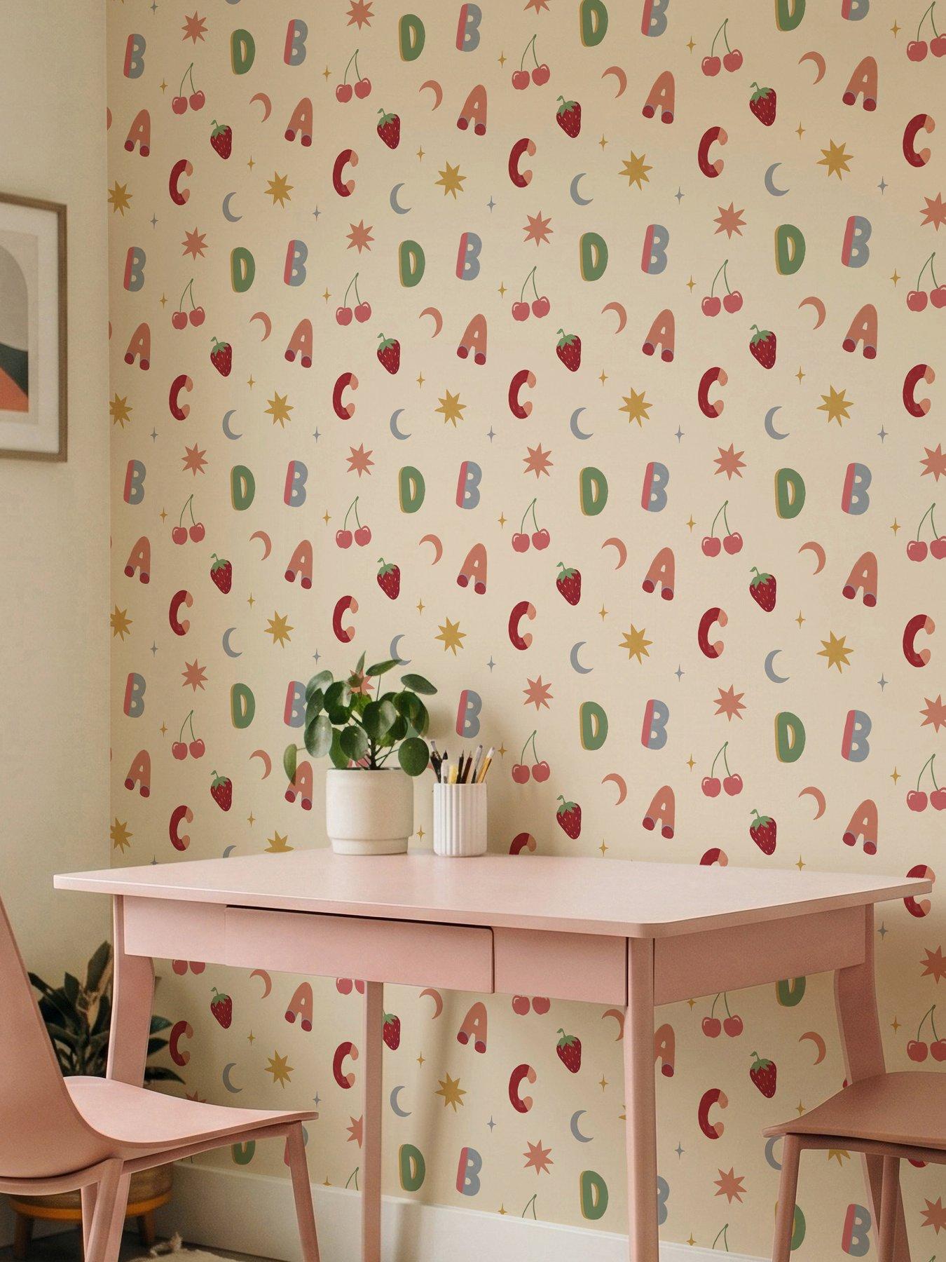Image 1 of 4 of ARTHOUSE Alphafruit Blush Pink & Sage Wallpaper