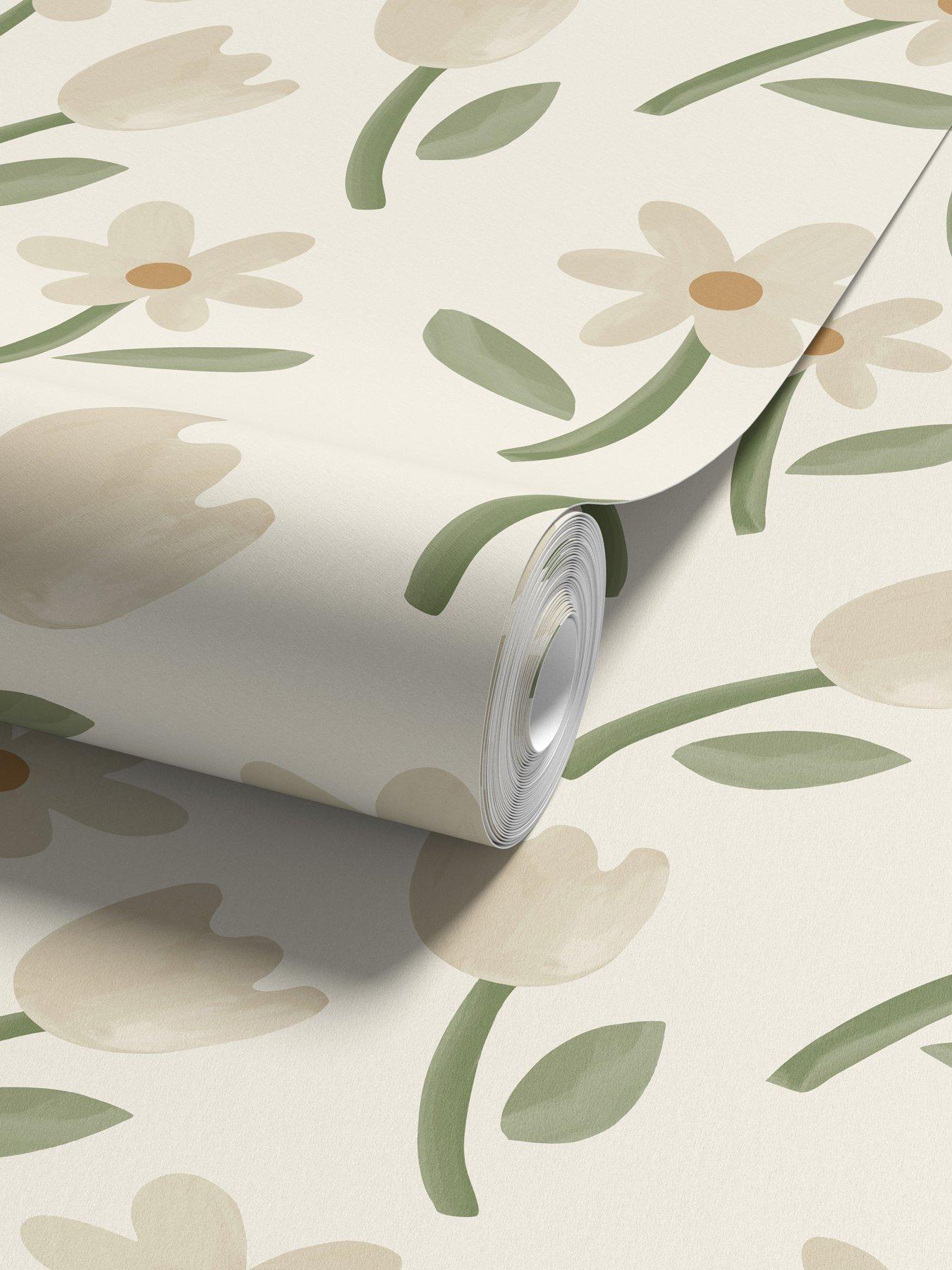 Image 2 of 4 of ARTHOUSE Spring Cascade Cream & Sage Green Wallpaper