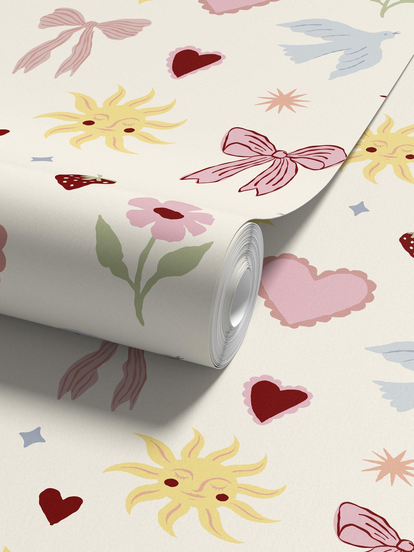 Image 2 of 4 of ARTHOUSE Hearts & Ribbons Multi Walpaper