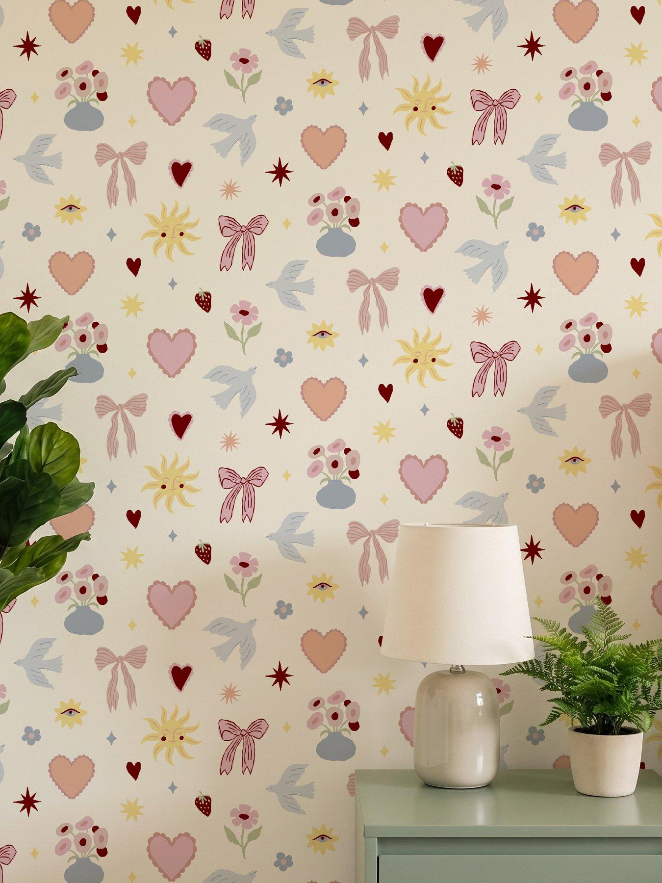 Image 3 of 4 of ARTHOUSE Hearts & Ribbons Multi Walpaper