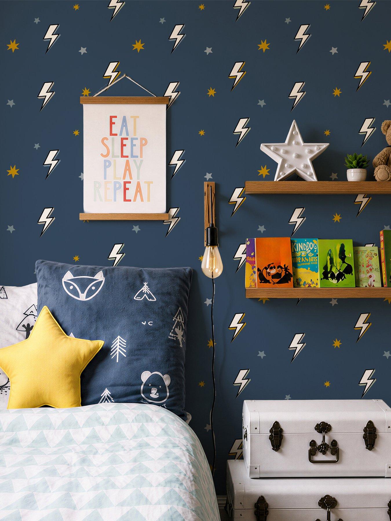 Image 1 of 4 of ARTHOUSE Bolt Navy Blue Wallpaper