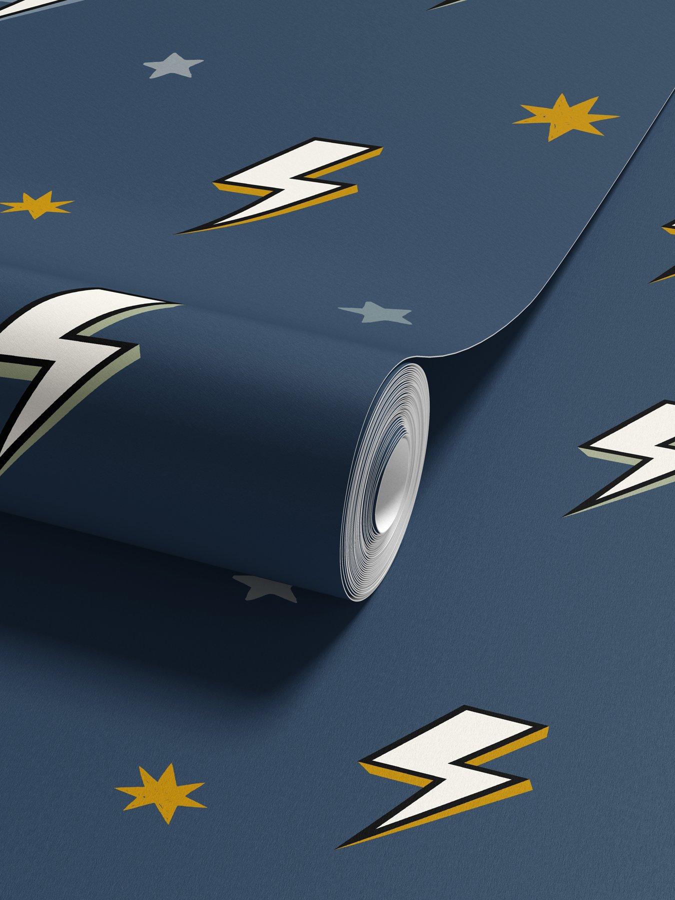 Image 2 of 4 of ARTHOUSE Bolt Navy Blue Wallpaper