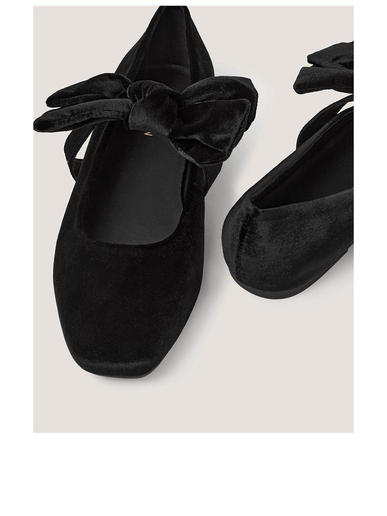 Image 3 of 3 of Monsoon Womens Velvet Bow Mary Jane Flat Pump - Black