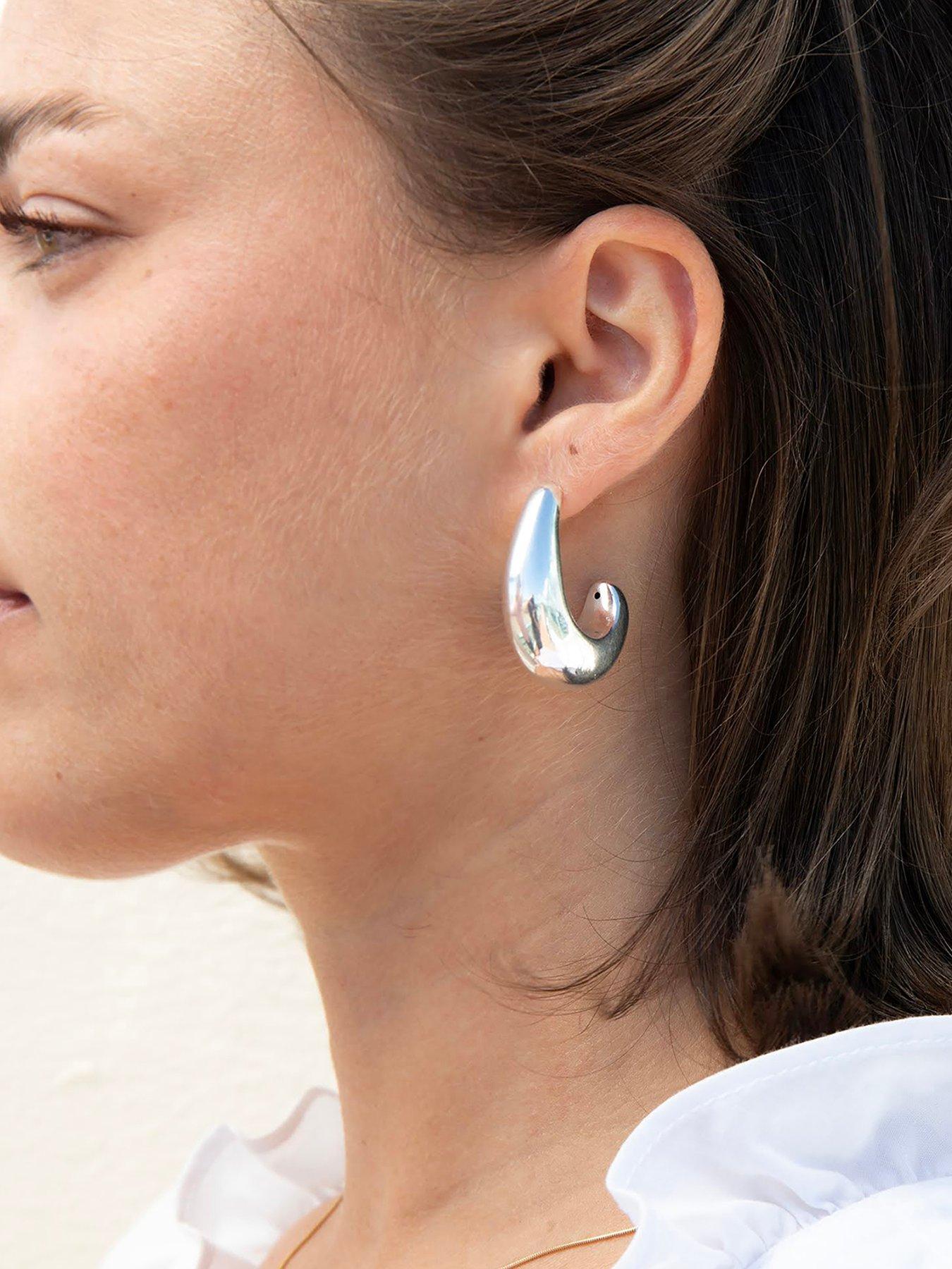 Image 1 of 5 of Seol + Gold Sterling Silver XL Curved Stud Earrings