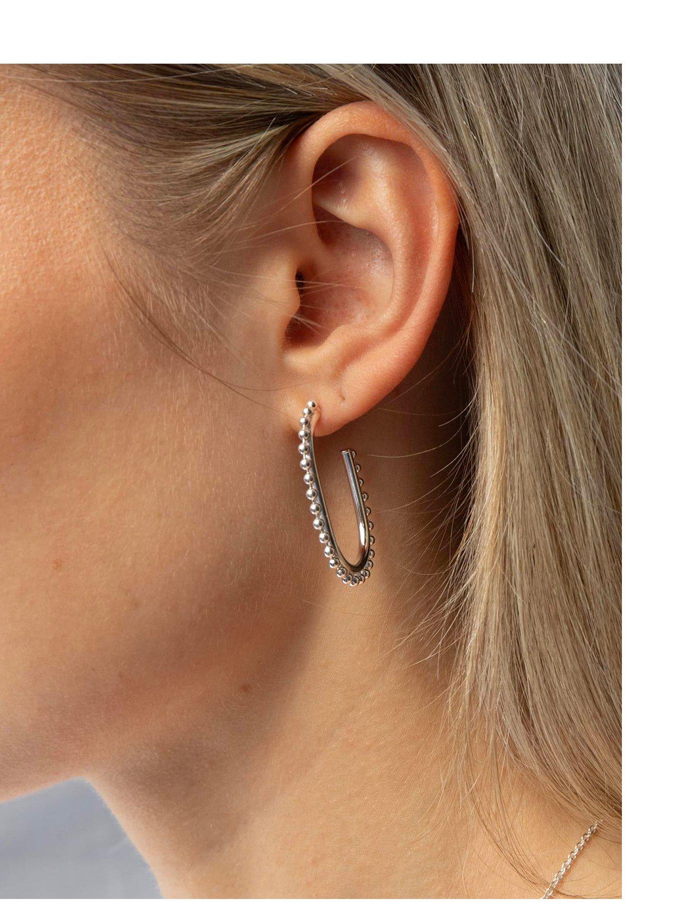 Image 1 of 6 of Seol + Gold Sterling Silver Large Bobble Half Hoop Earrings