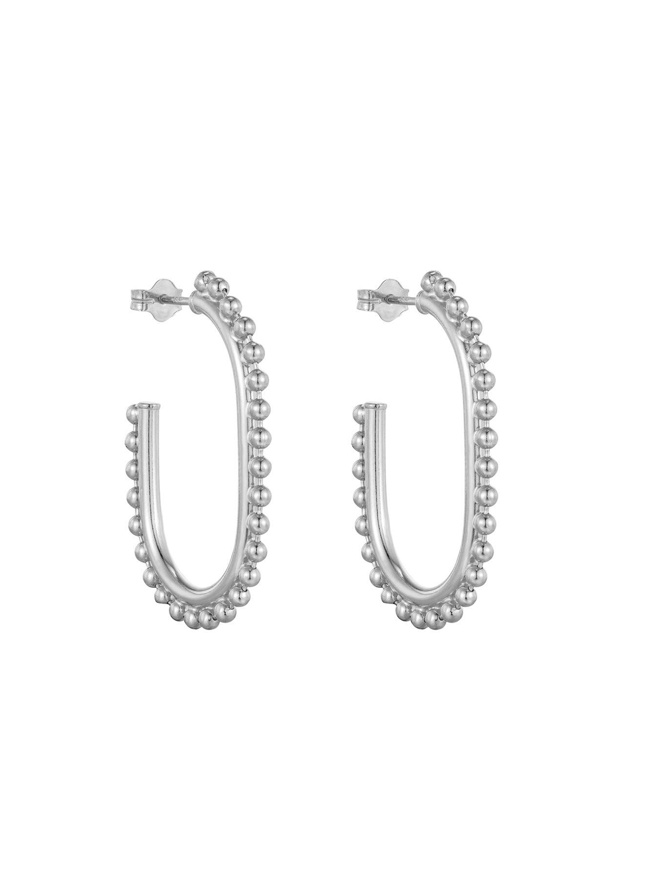 Image 2 of 6 of Seol + Gold Sterling Silver Large Bobble Half Hoop Earrings