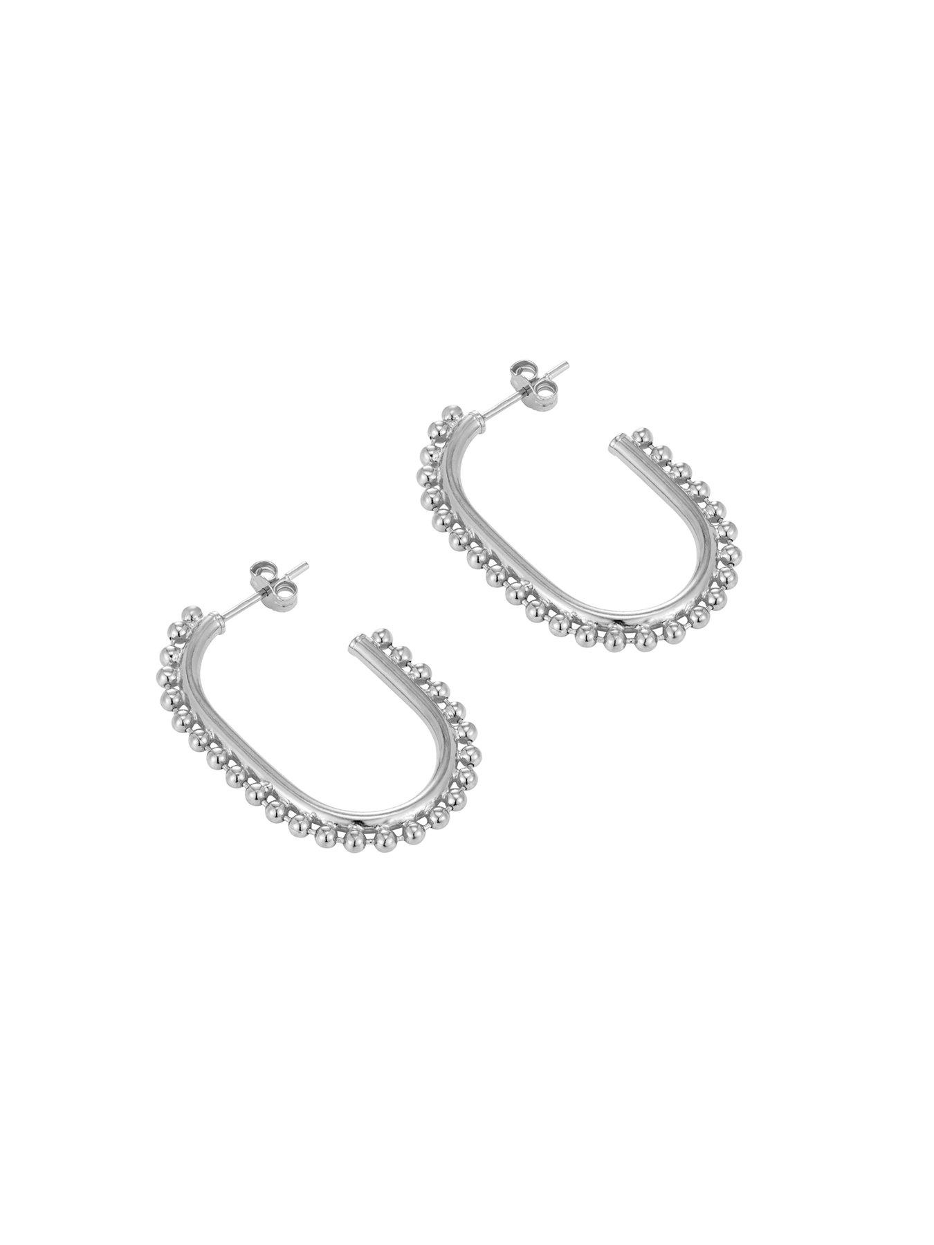 Image 3 of 6 of Seol + Gold Sterling Silver Large Bobble Half Hoop Earrings