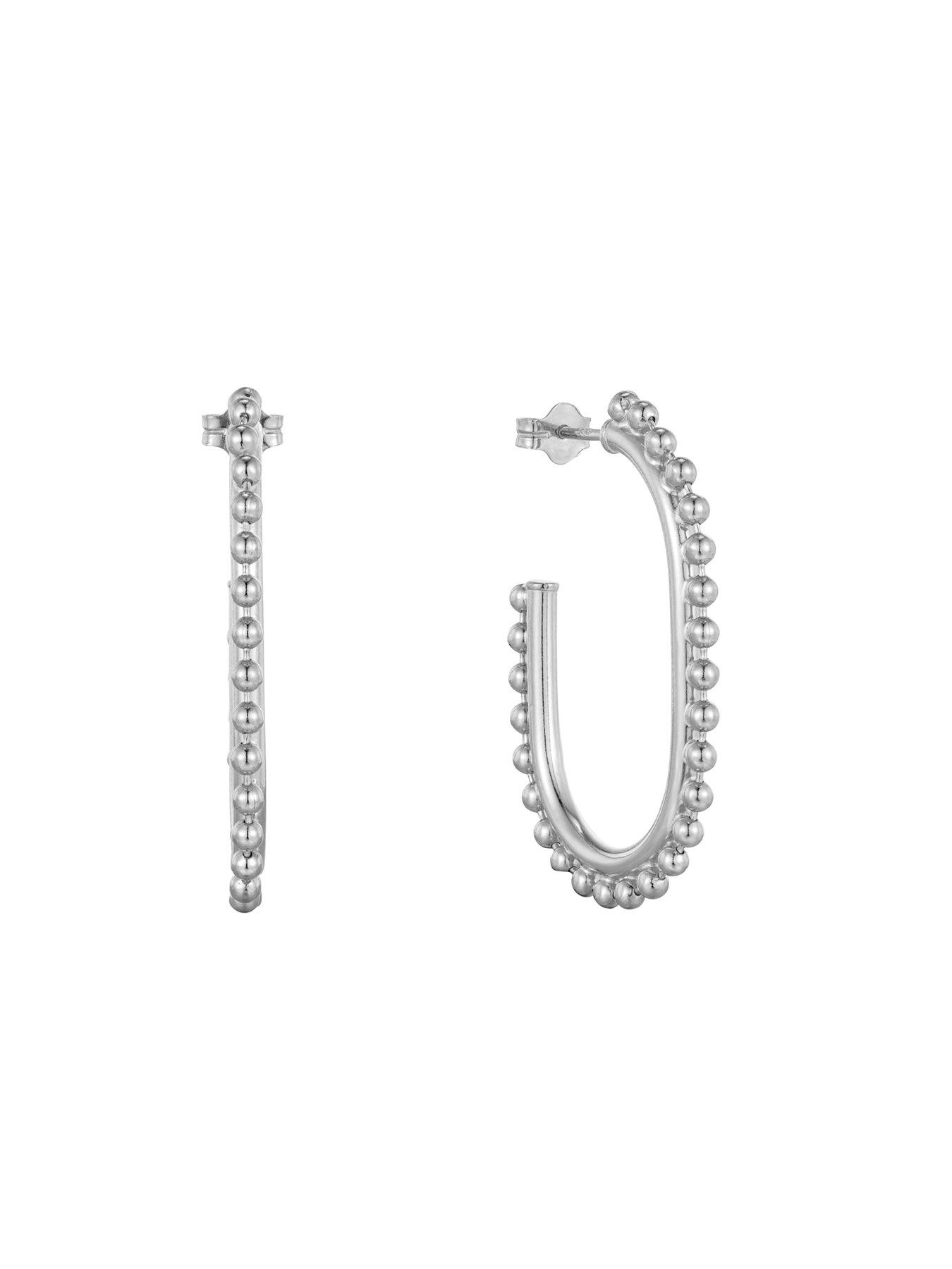 Image 4 of 6 of Seol + Gold Sterling Silver Large Bobble Half Hoop Earrings