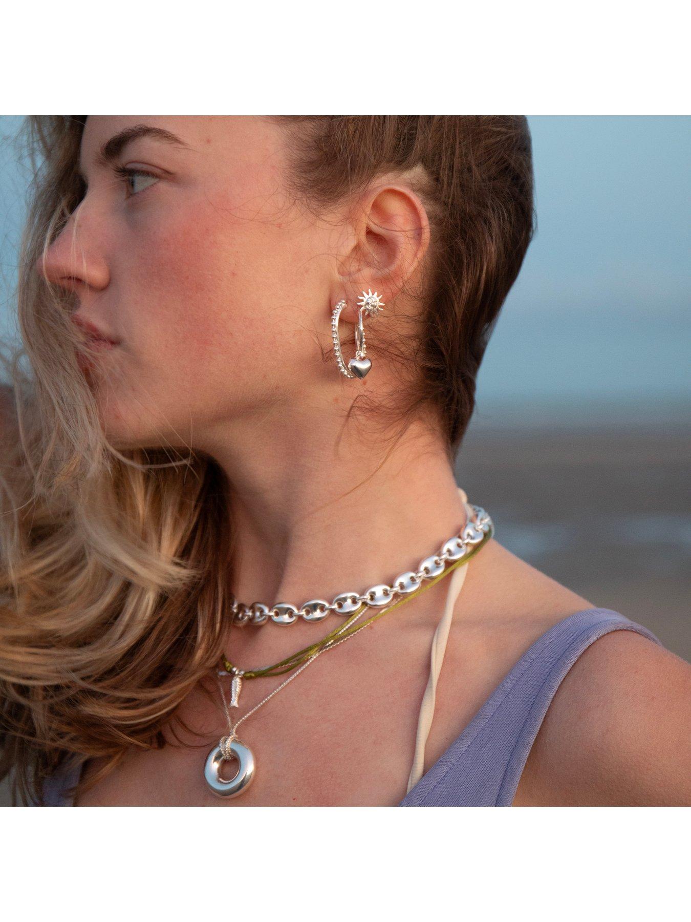 Image 5 of 6 of Seol + Gold Sterling Silver Large Bobble Half Hoop Earrings