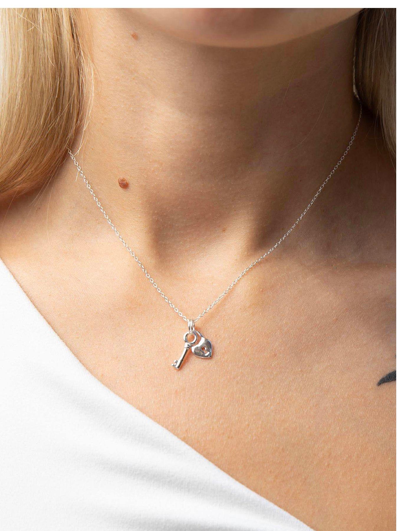Image 1 of 4 of Seol + Gold Sterling Silver Lock & Key Charm Necklace