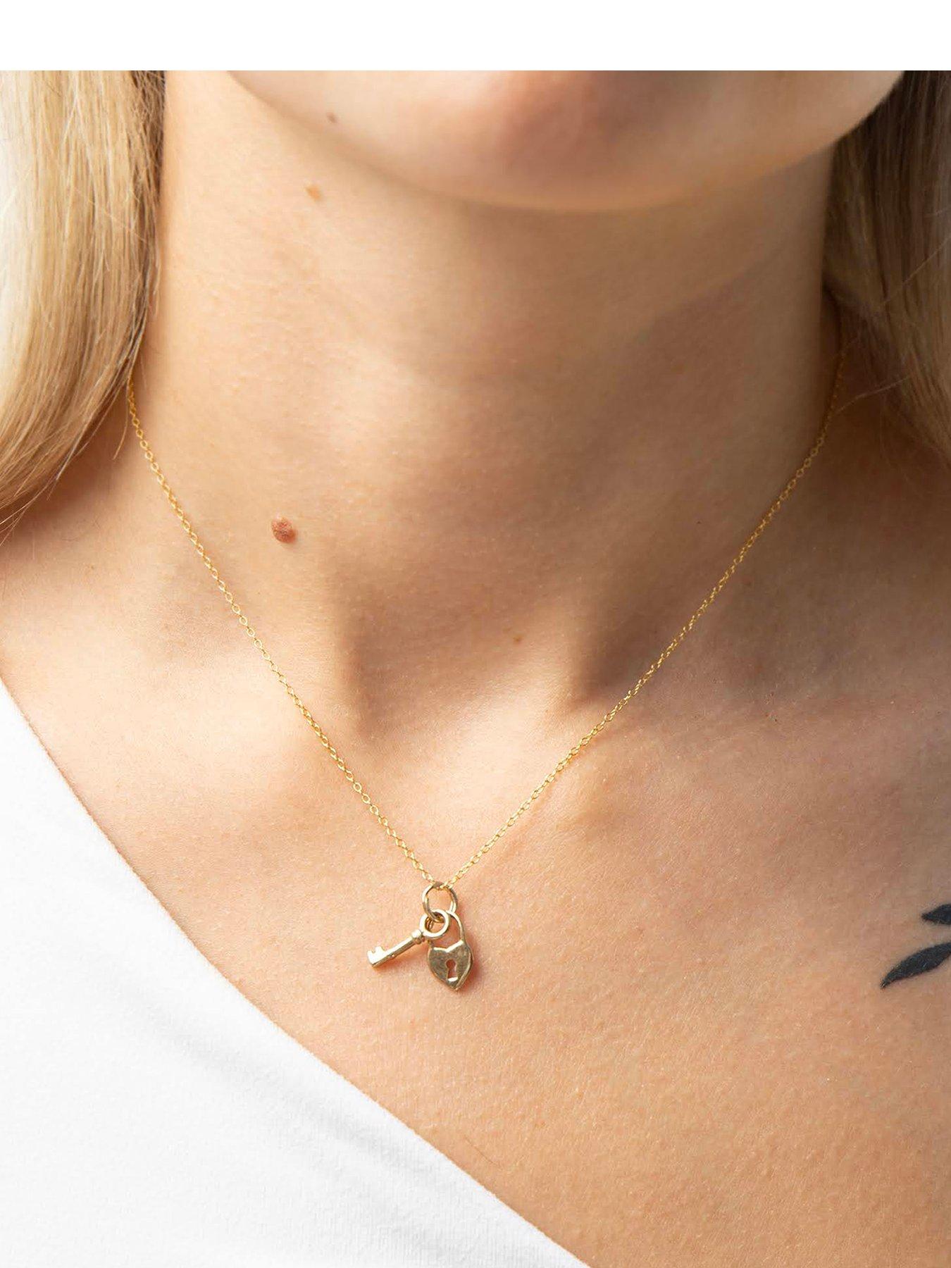 Image 1 of 4 of Seol + Gold 18ct Gold Plated Lock & Key Charm Necklace