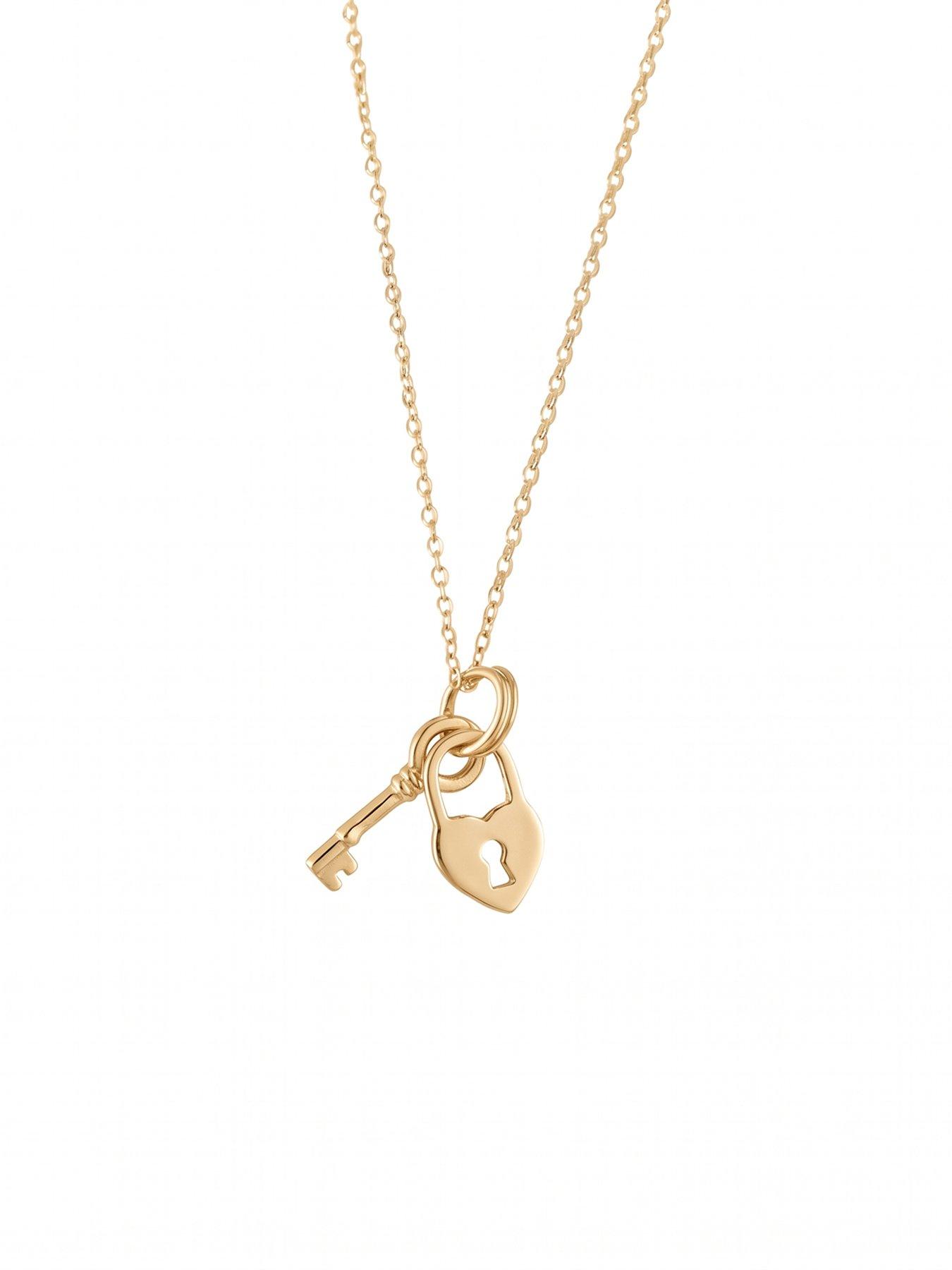 Image 2 of 4 of Seol + Gold 18ct Gold Plated Lock & Key Charm Necklace