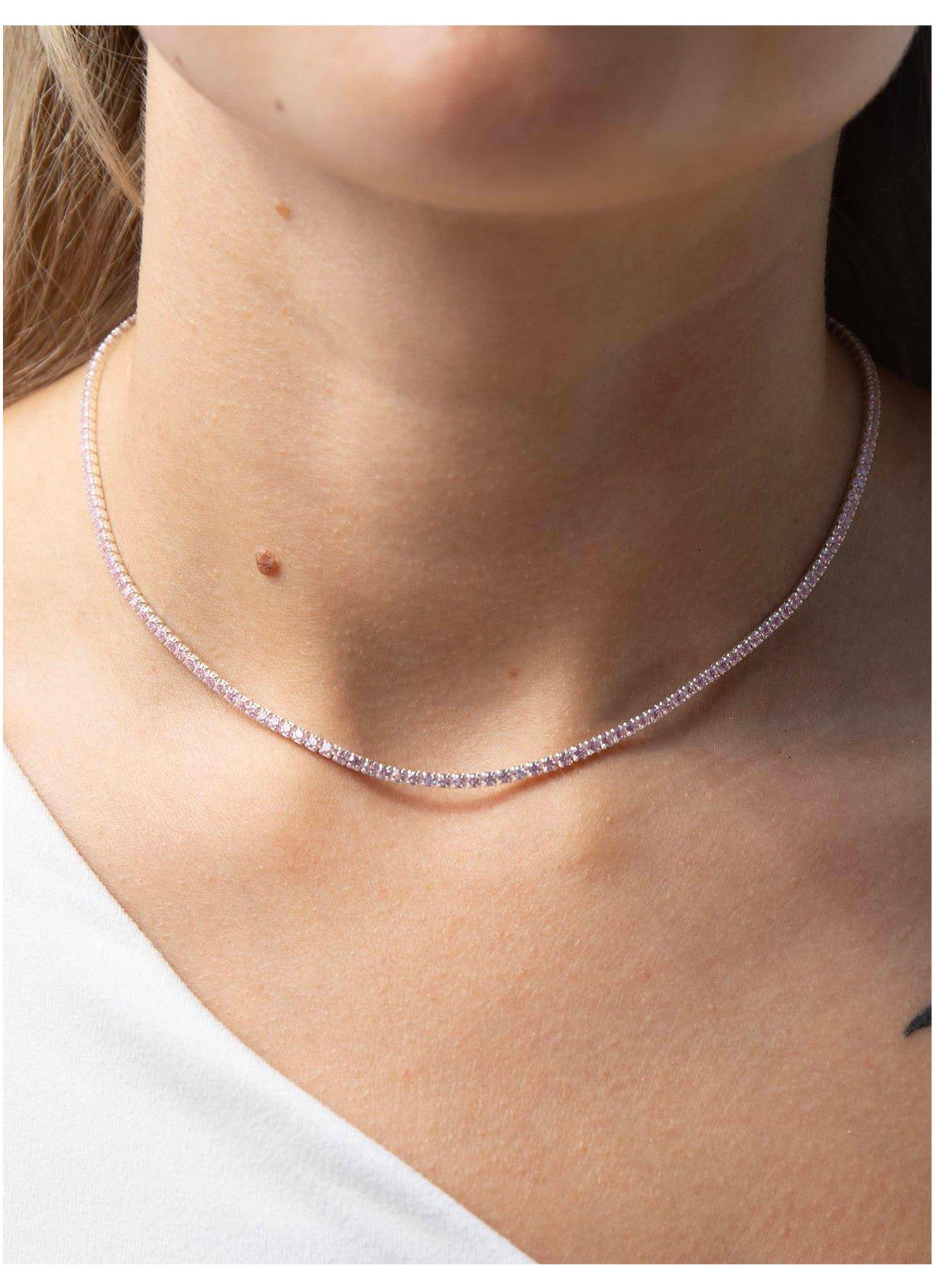 Image 1 of 5 of Seol + Gold Sterling Silver Pink CZ Tennis Choker