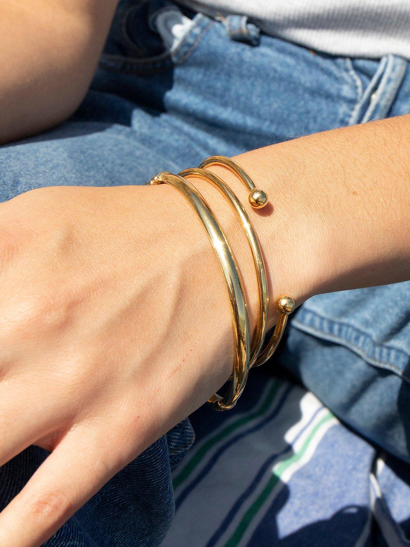 Image 1 of 4 of Seol + Gold 18ct Gold Plated Solid Rounded Bangle