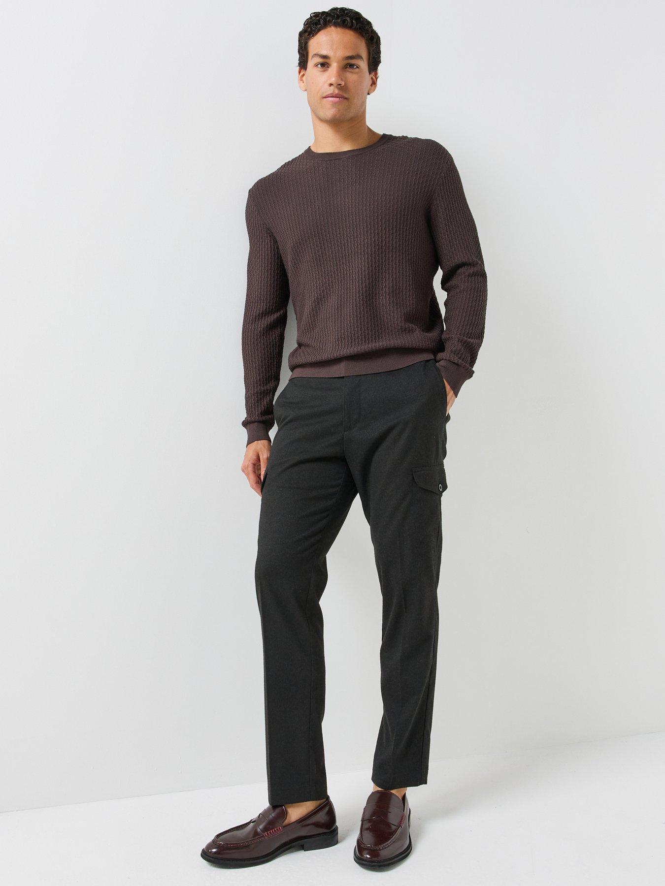 Image 3 of 6 of Armani Exchange Mens Ribbed Viscose-Blend Jumper - Brown