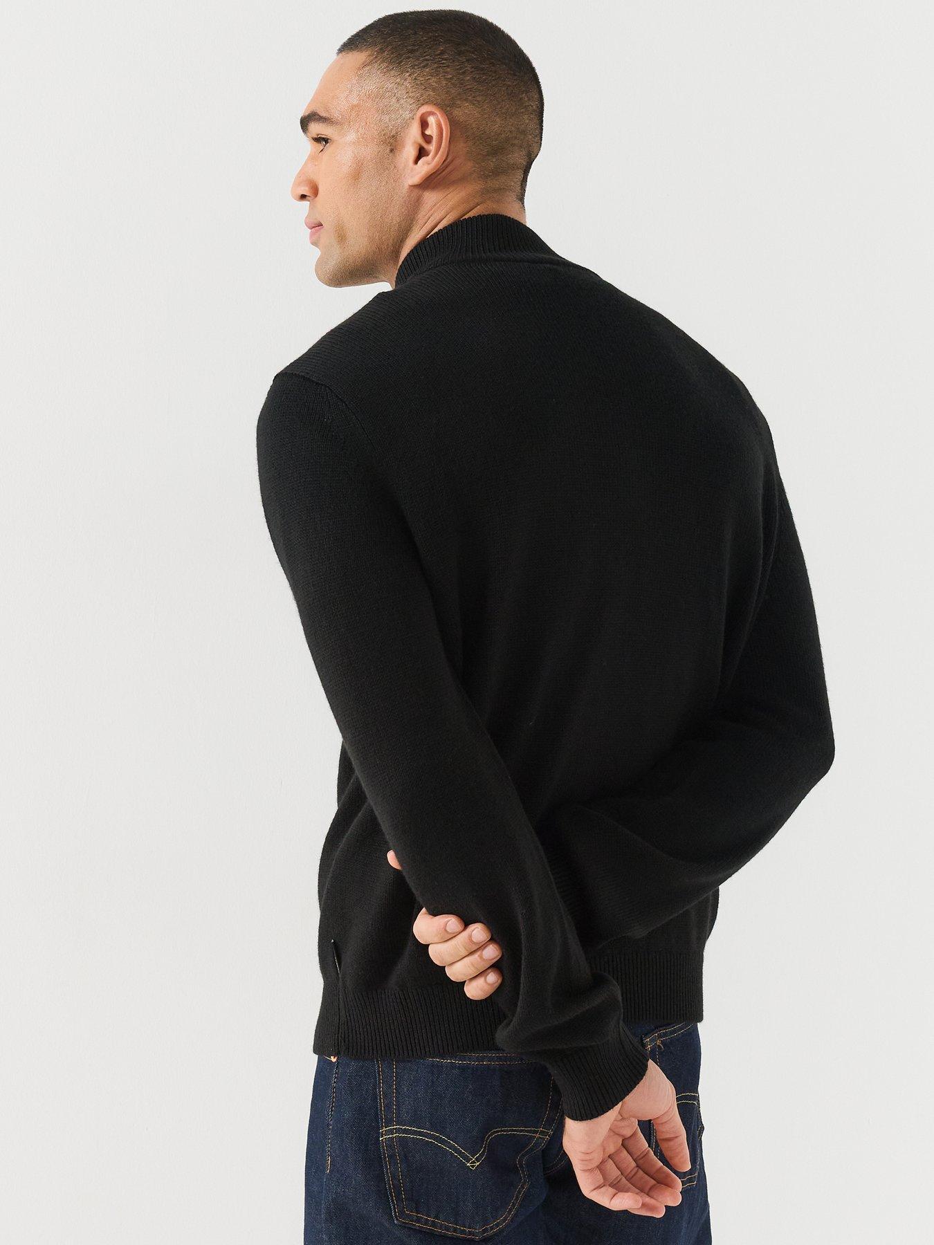 Image 2 of 6 of Armani Exchange Armani Exchange Wool Blend Half Zip Knitted Jumper - Black