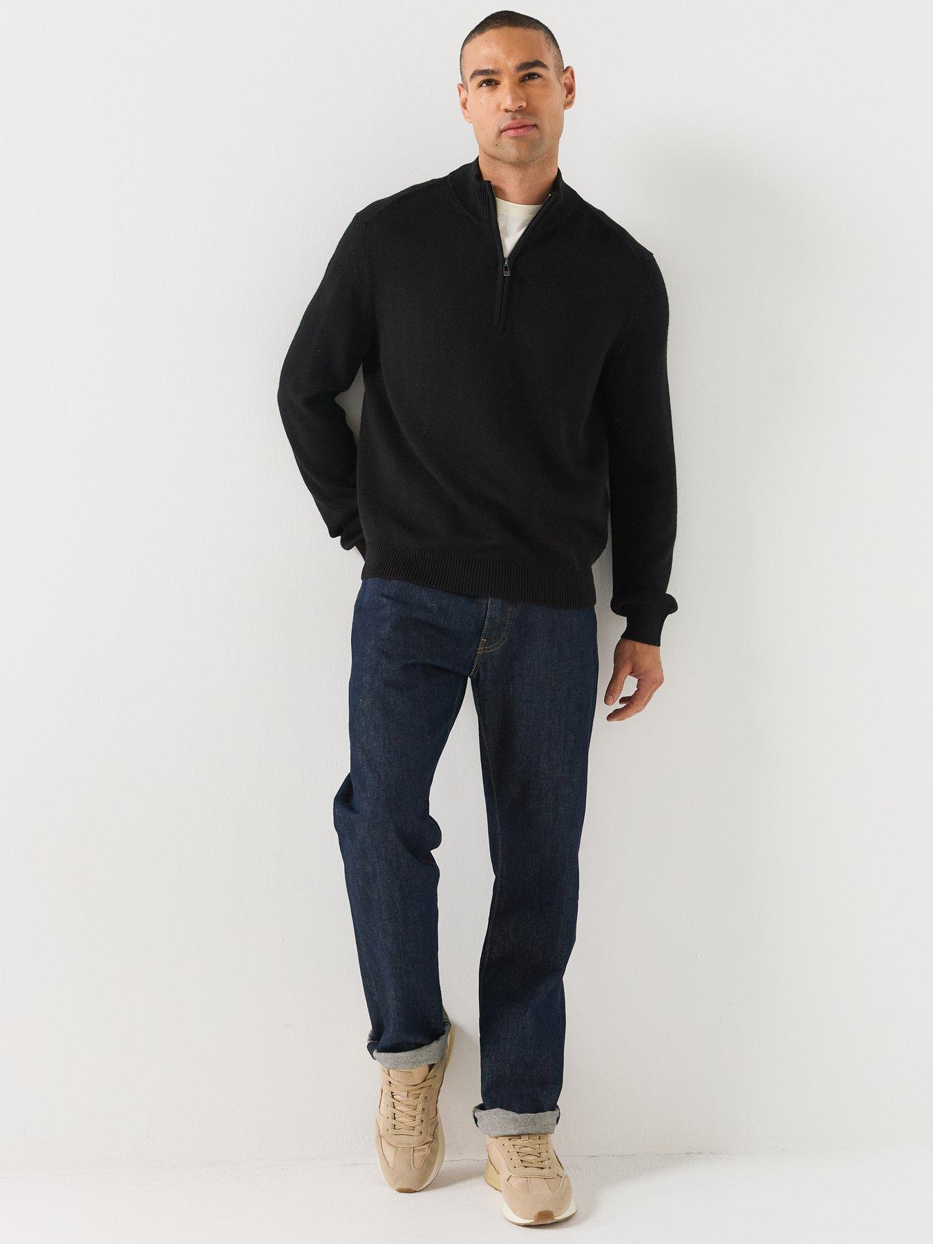 Image 3 of 6 of Armani Exchange Armani Exchange Wool Blend Half Zip Knitted Jumper - Black