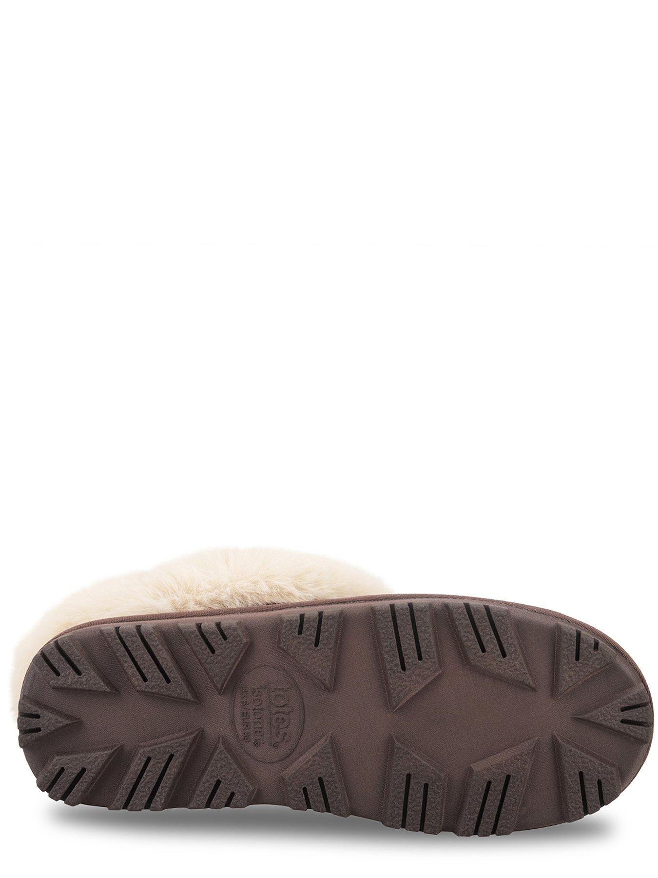 Image 4 of 5 of Totes Isotoner Womens Suede Boot Slipper With Faux Fur Cuff - Brown