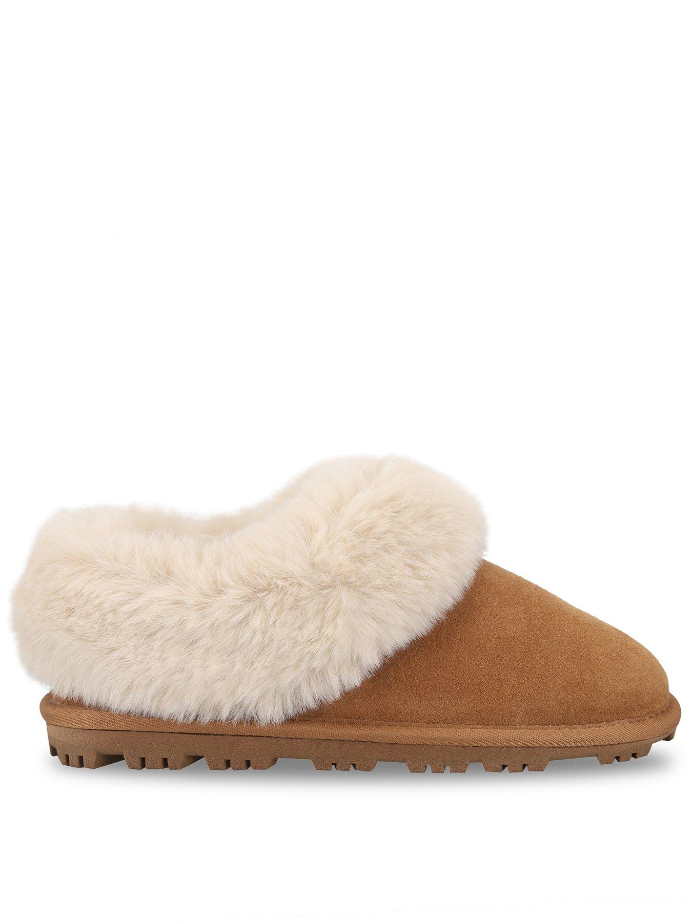 Image 1 of 5 of Totes Isotoner Womens Suede Boot Slipper With Faux Fur Cuff - Tan