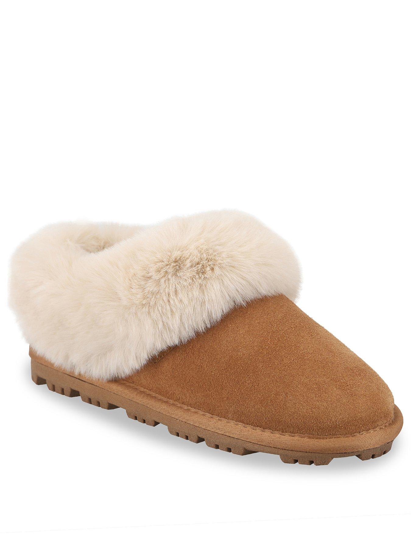 Image 2 of 5 of Totes Isotoner Womens Suede Boot Slipper With Faux Fur Cuff - Tan