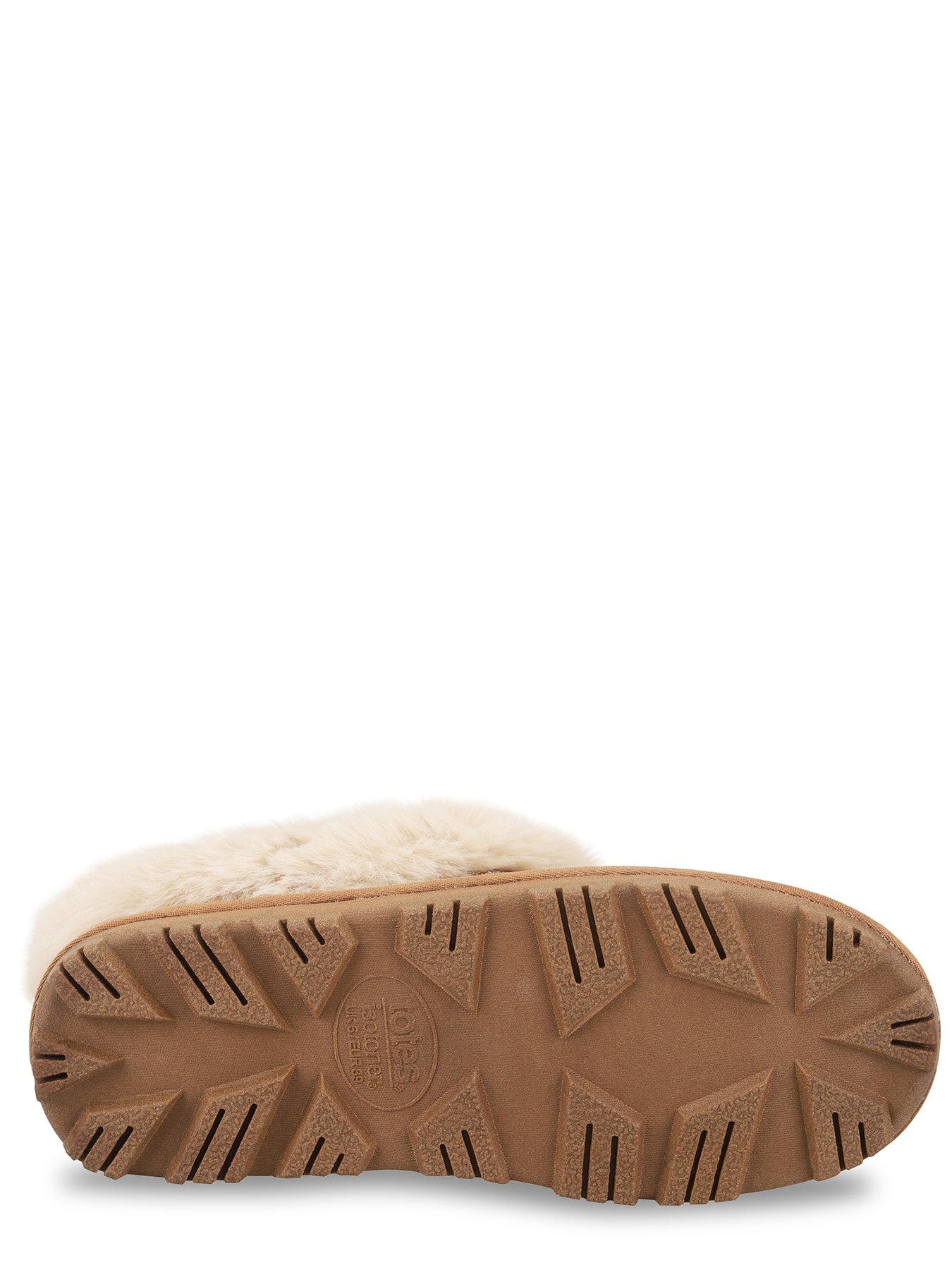 Image 4 of 5 of Totes Isotoner Womens Suede Boot Slipper With Faux Fur Cuff - Tan