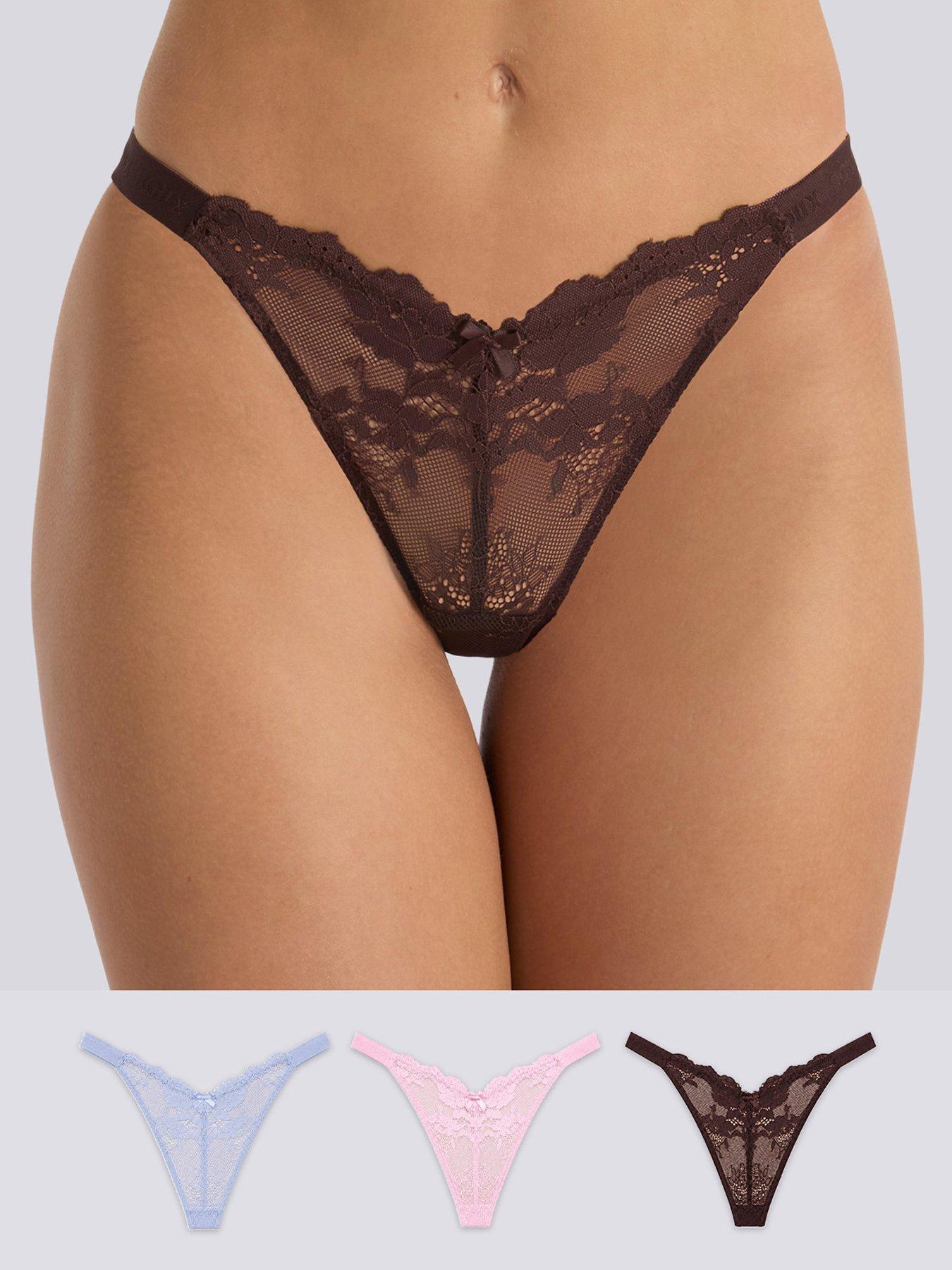 Boux Avenue Boux Avenue Fran High Leg Thong 3pk - Chocolate Mix