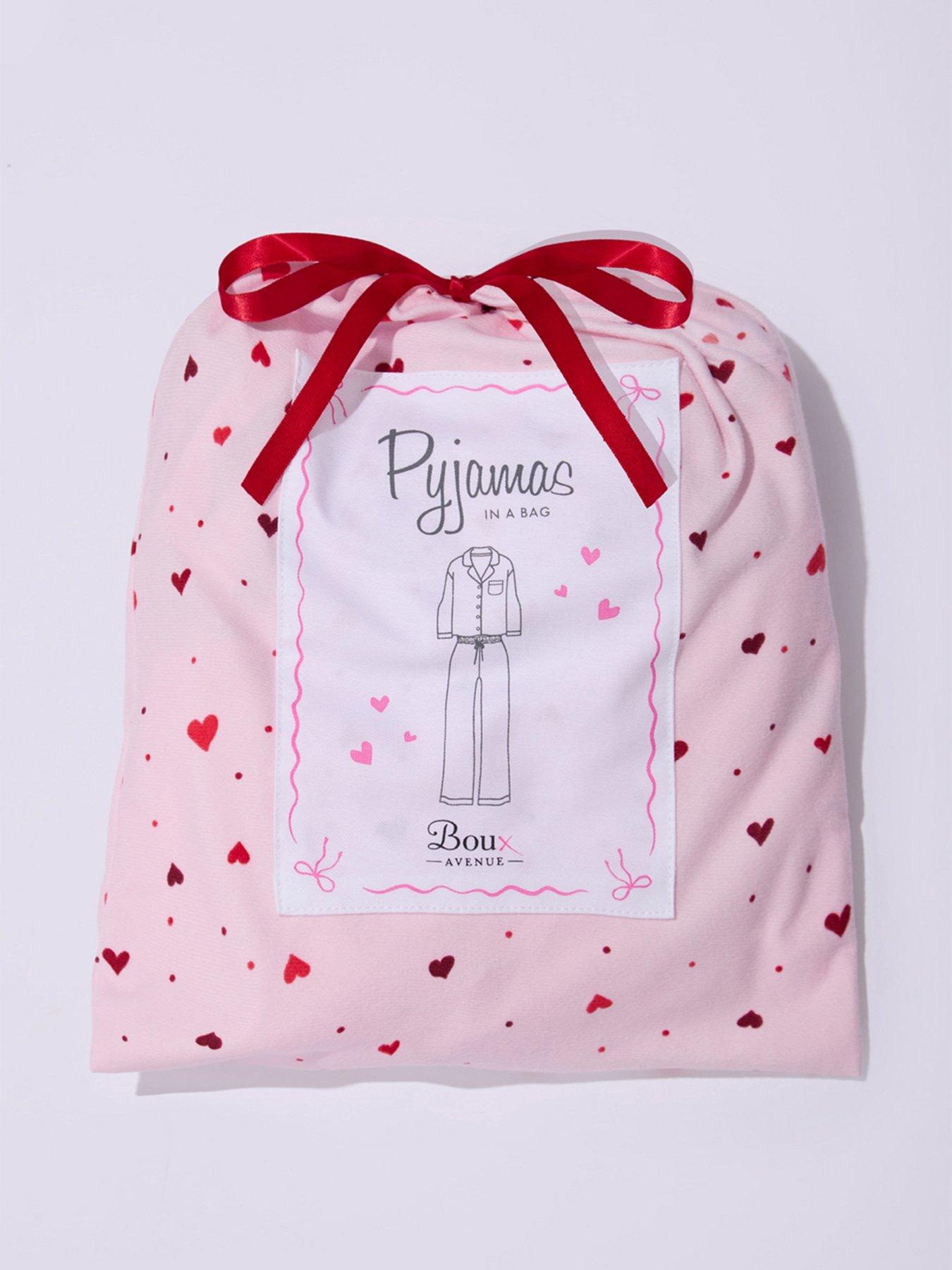 Image 7 of 7 of Boux Avenue Womens Button-Through Heart Print Long Set Pyjamas - Pink